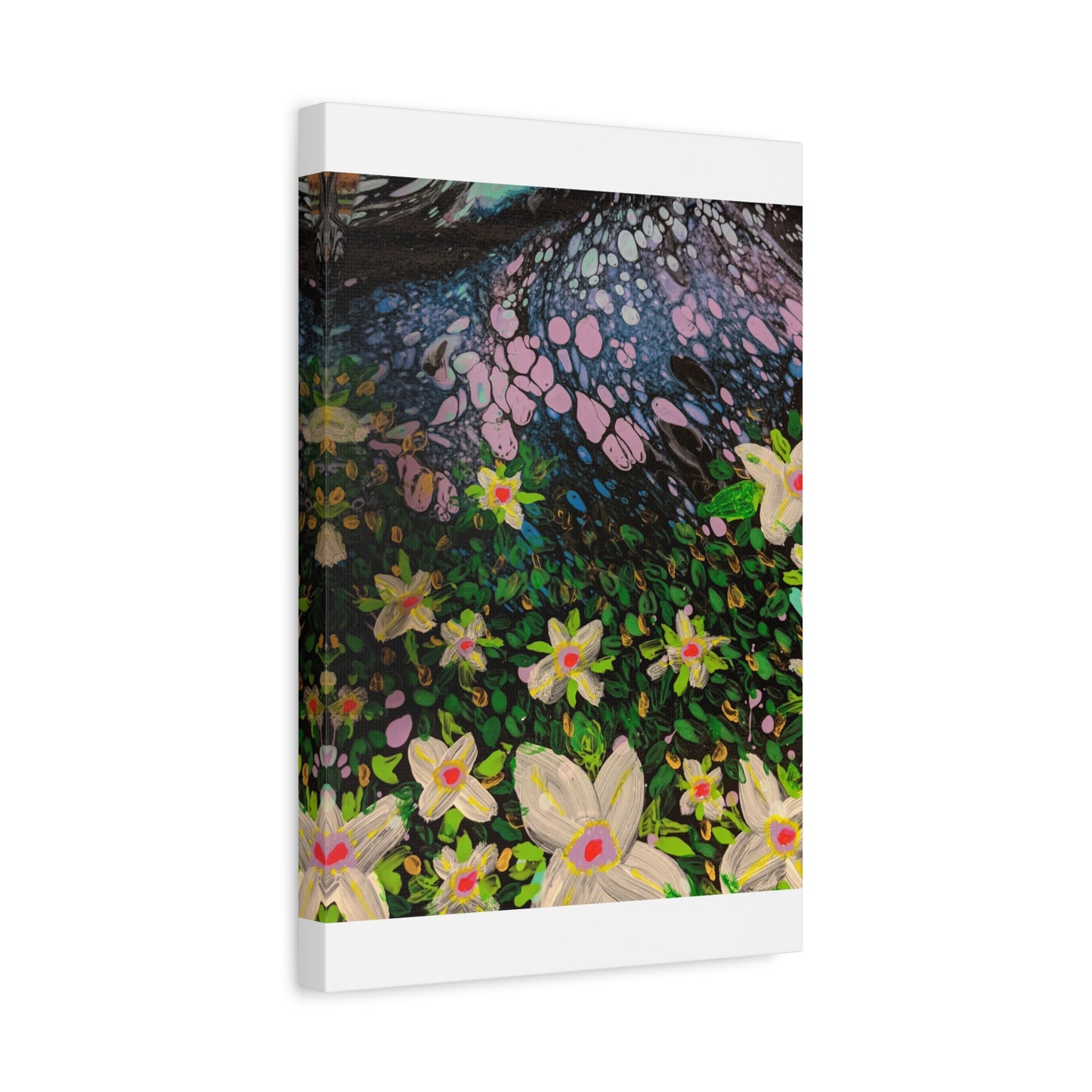 Floetrol&Flowers - Night Pour Garden Matte Canvas Print — Stretched Wall Art