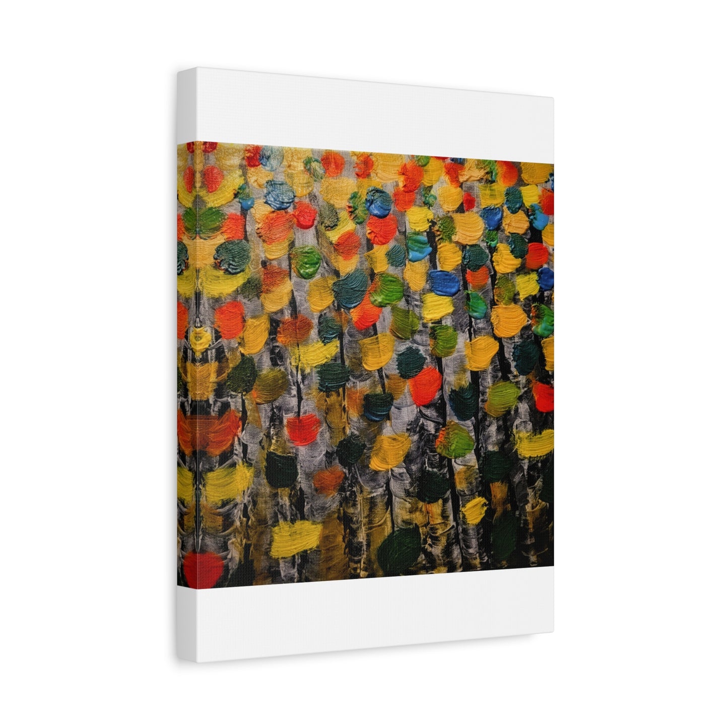 birch trees with color strokes - Abstract Color Bloom Matte Canvas Wall Art — Stretched 1.25"