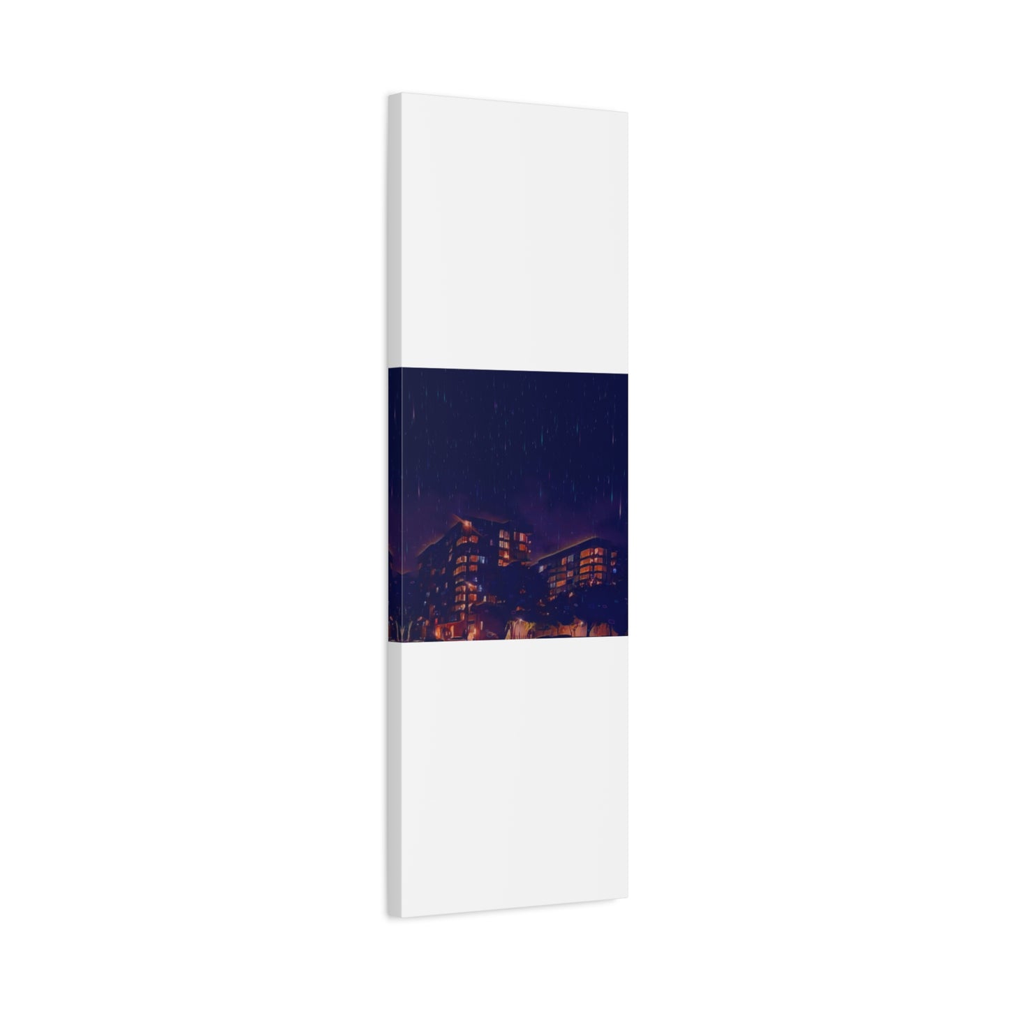Neon Percipitation @ night - Canvas Print — Moody Urban Wall Art