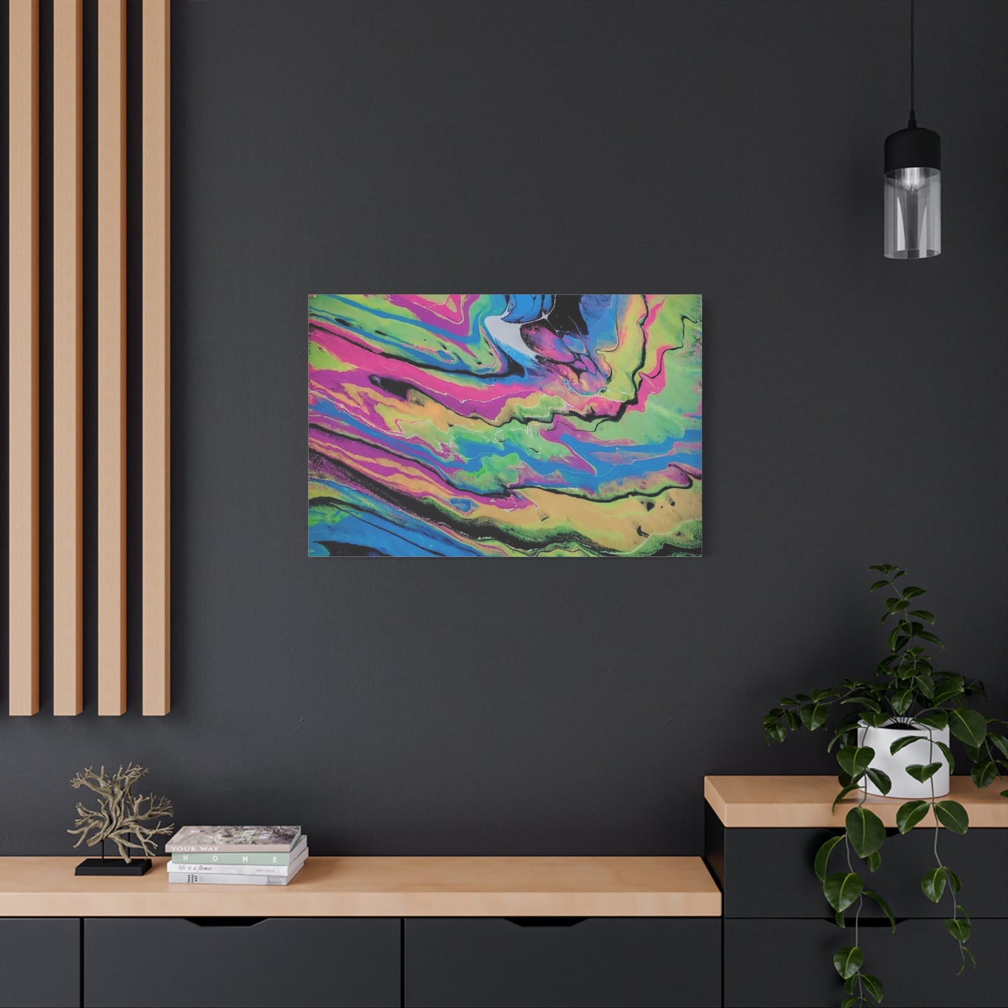 Abstract Neon Fluid Art Canvas Print — Vibrant Psychedelic Wall Decor