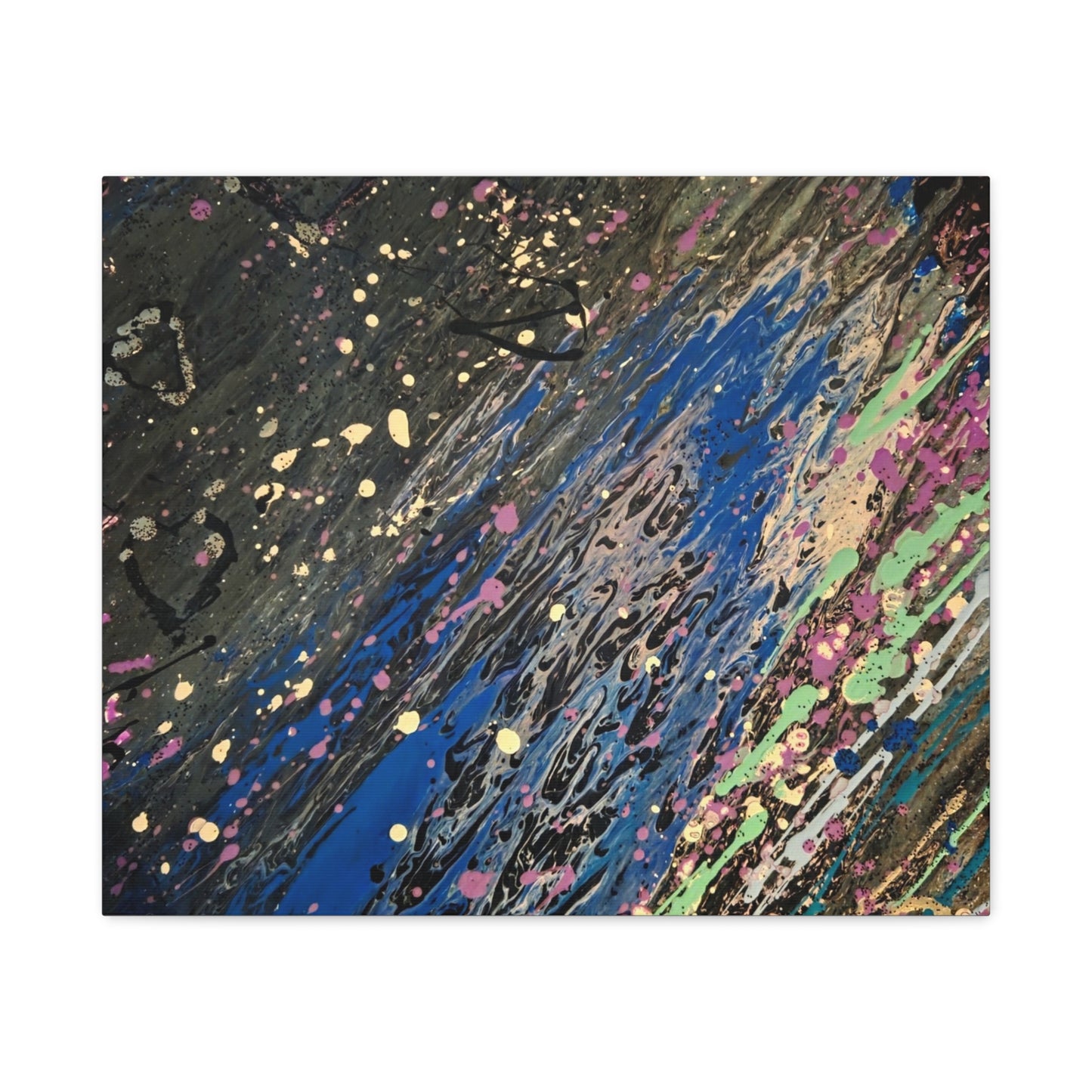 Abstract Splatter Matte Canvas Print — Colorful Fluid Art Wall Decor, Stretched 1.25"
