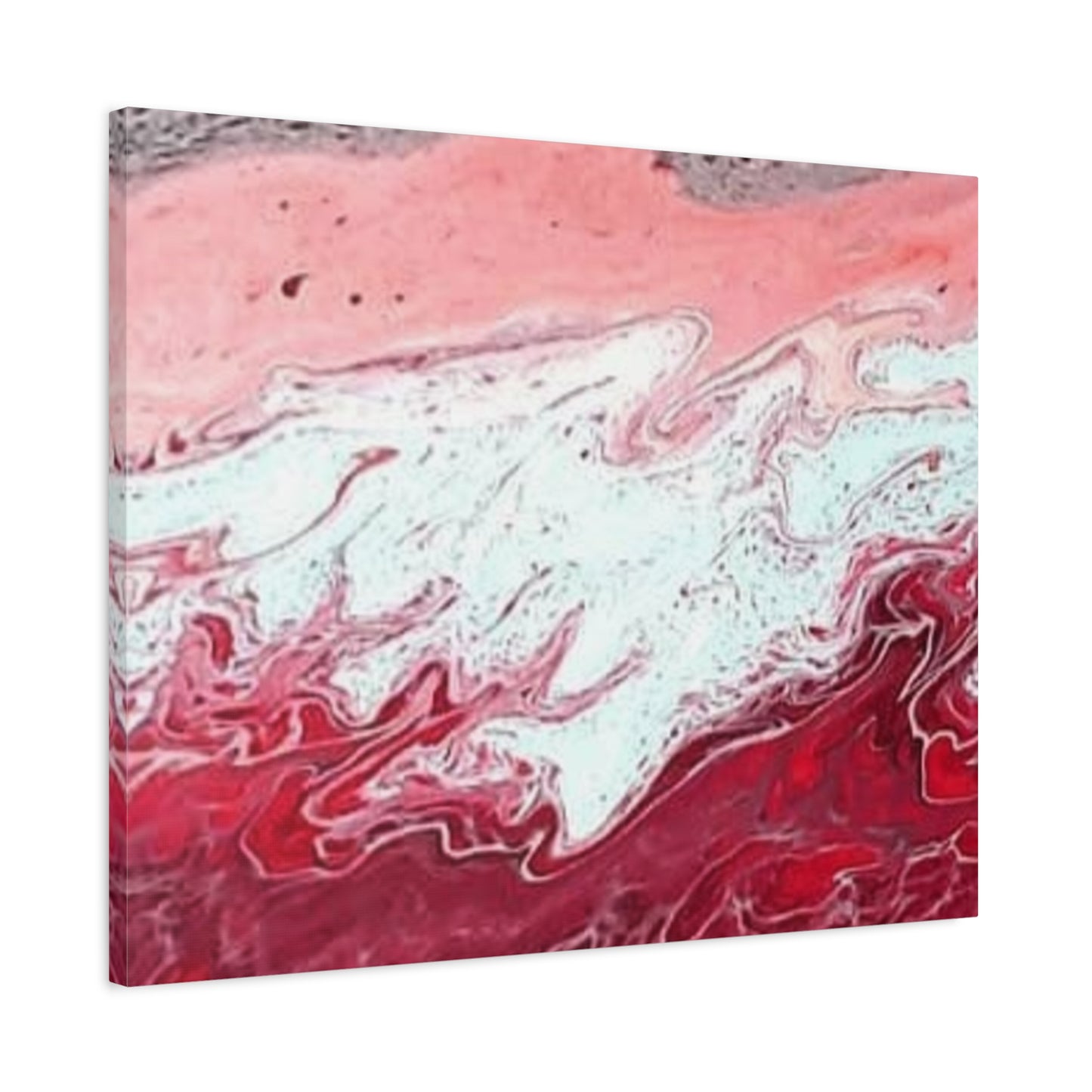 Abstract Pink & Red Fluid Art Canvas — Matte Stretched Wall Art