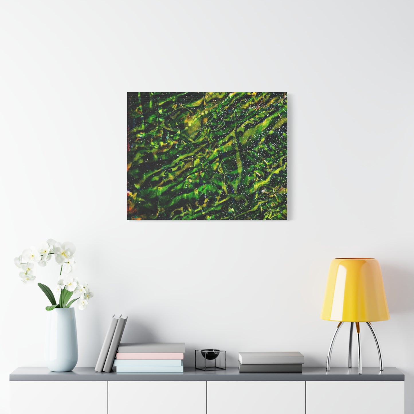 Confessions - Abstract Green Texture Canvas - Matte Stretched Wall Art