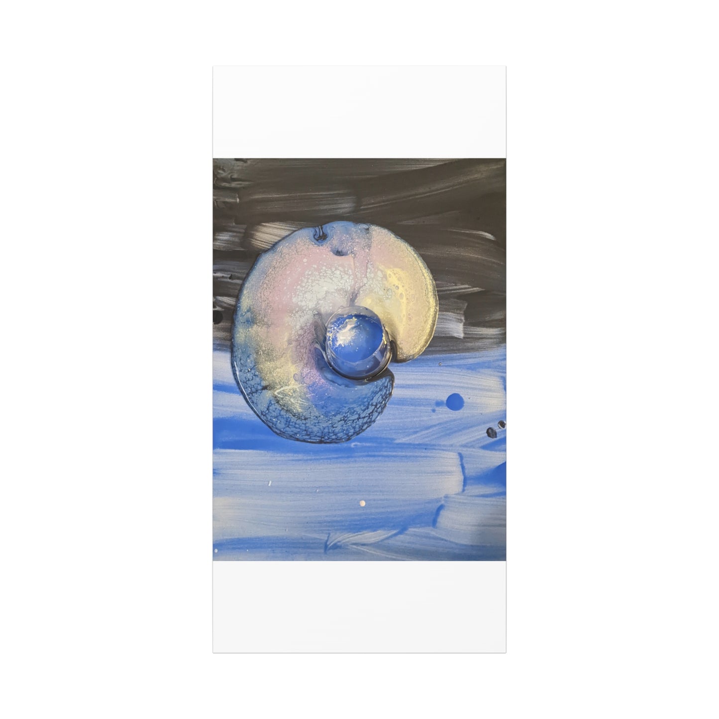 the nautilus - Abstract Blue Spiral Matte Canvas Art - Nautical Coastal Wall Decor