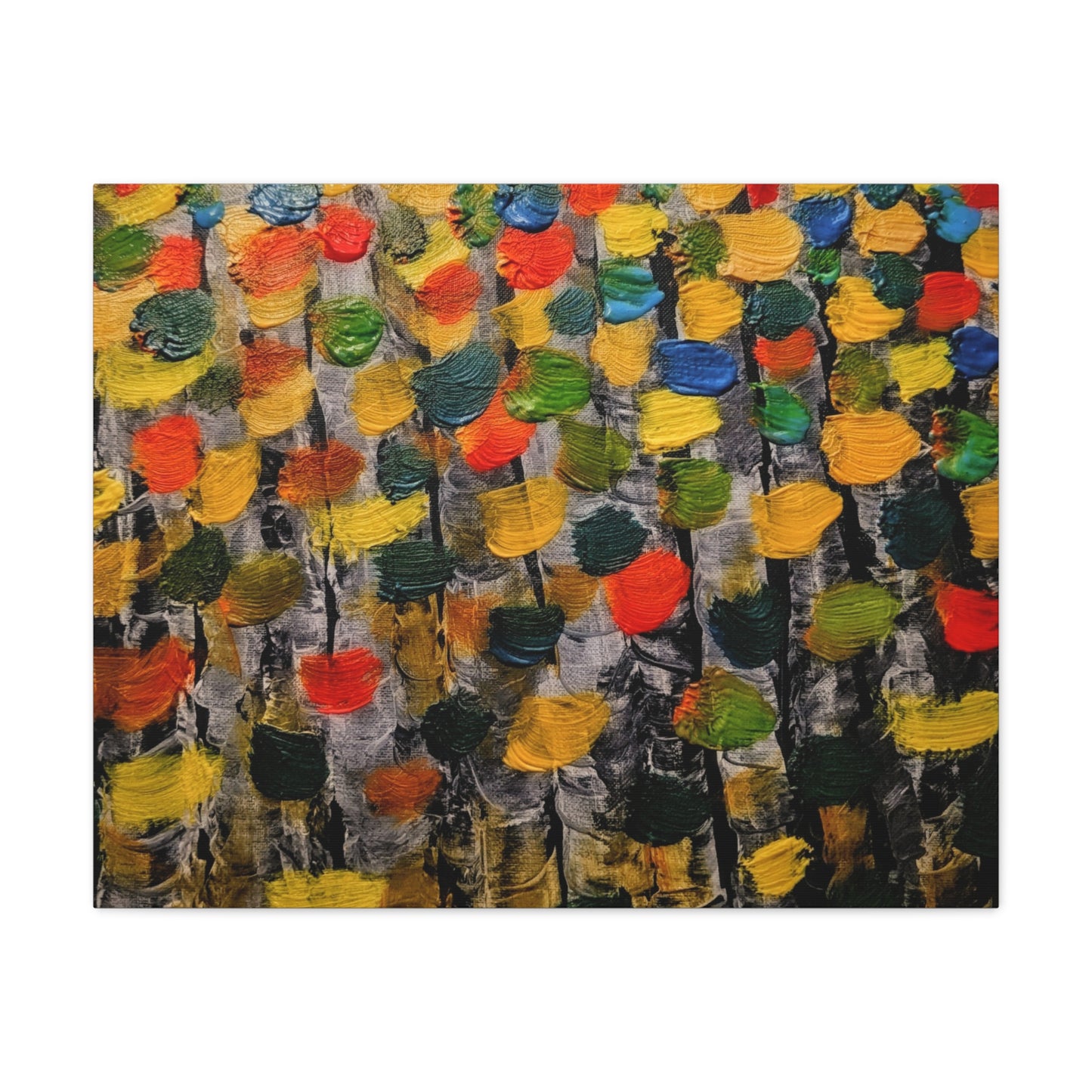 birch trees with color strokes - Abstract Color Bloom Matte Canvas Wall Art — Stretched 1.25"
