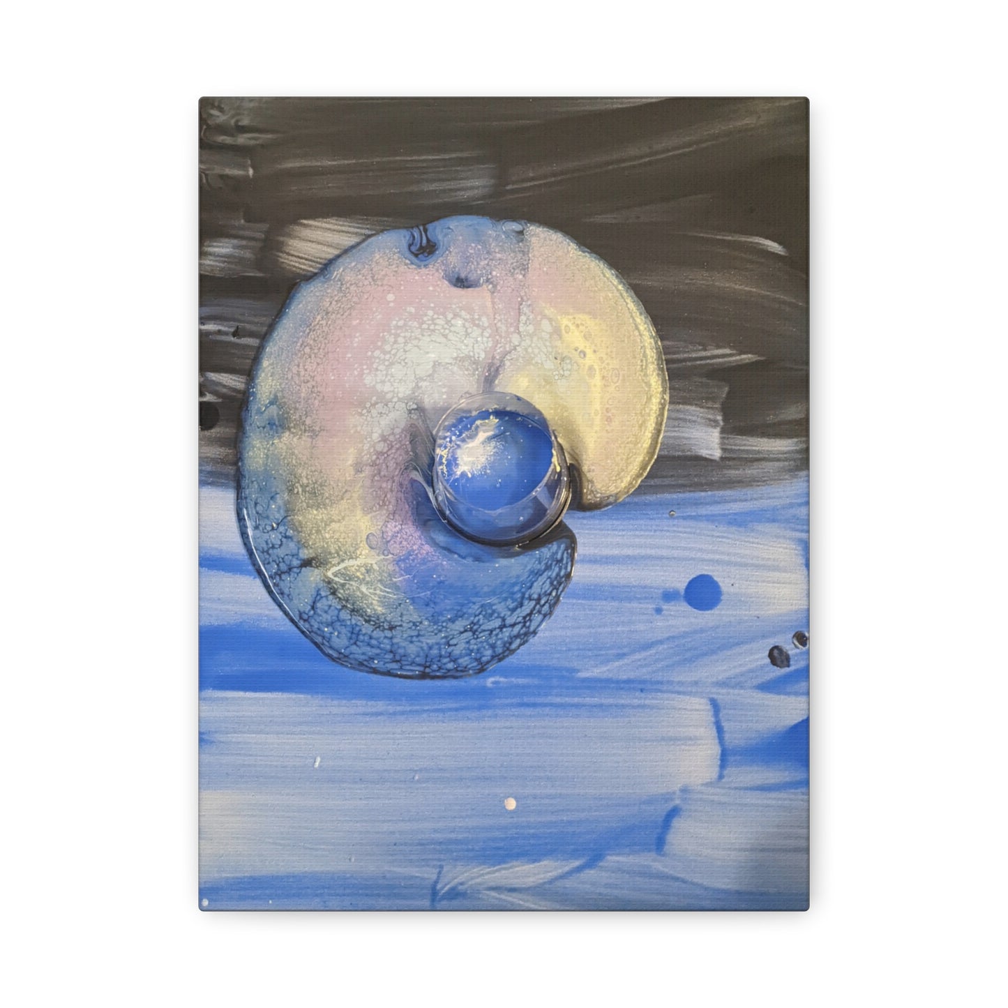 the nautilus - Abstract Blue Spiral Matte Canvas Art - Nautical Coastal Wall Decor