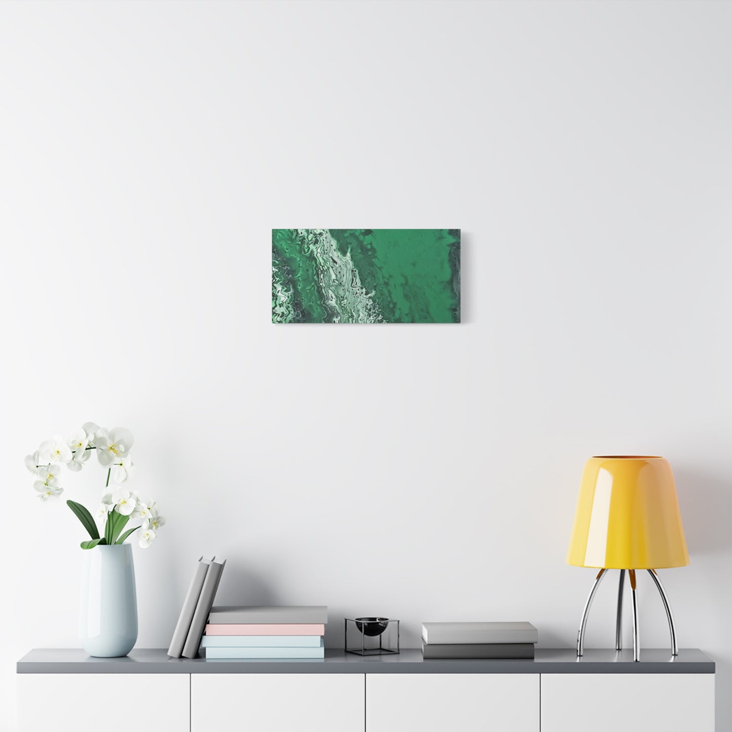 Emerald Wave Abstract Canvas Print — Matte Stretched Wall Art