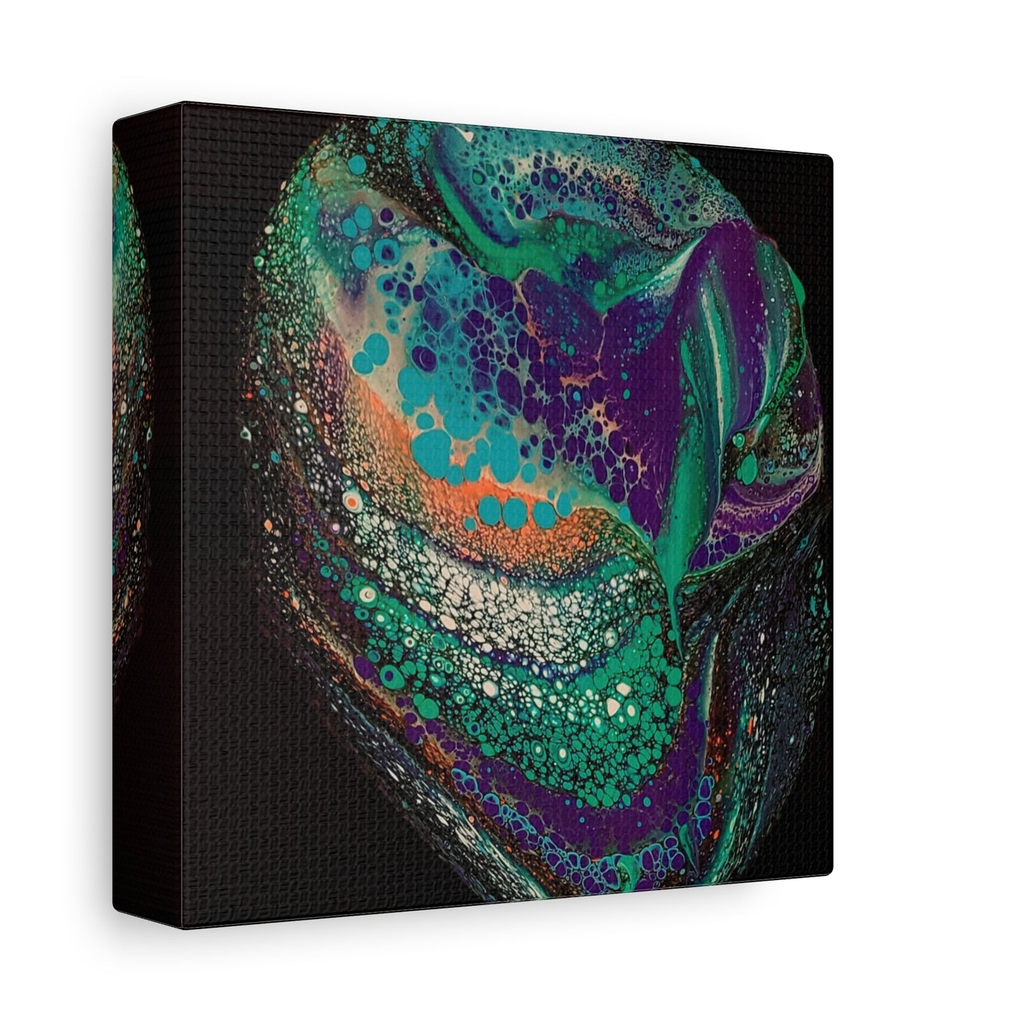 Abstract Fluid Art Canvas Print — Teal, Purple & Gold Swirl Matte Stretched Wall Art