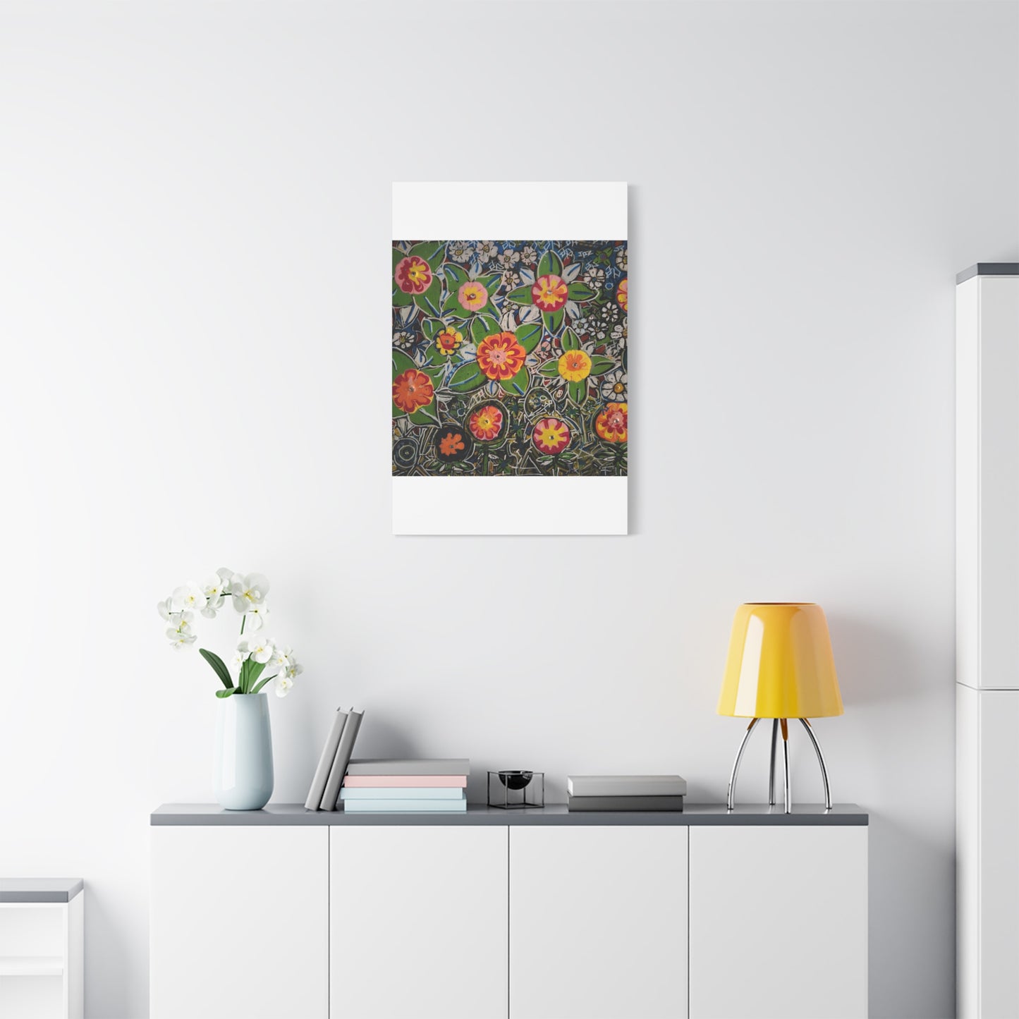 Urban_gardening-04 - Floral Pop Matte Stretched Canvas – Colorful Hand-Painted Garden Wall Art