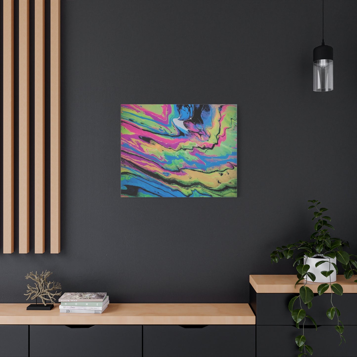 Abstract Neon Fluid Art Canvas Print — Vibrant Psychedelic Wall Decor