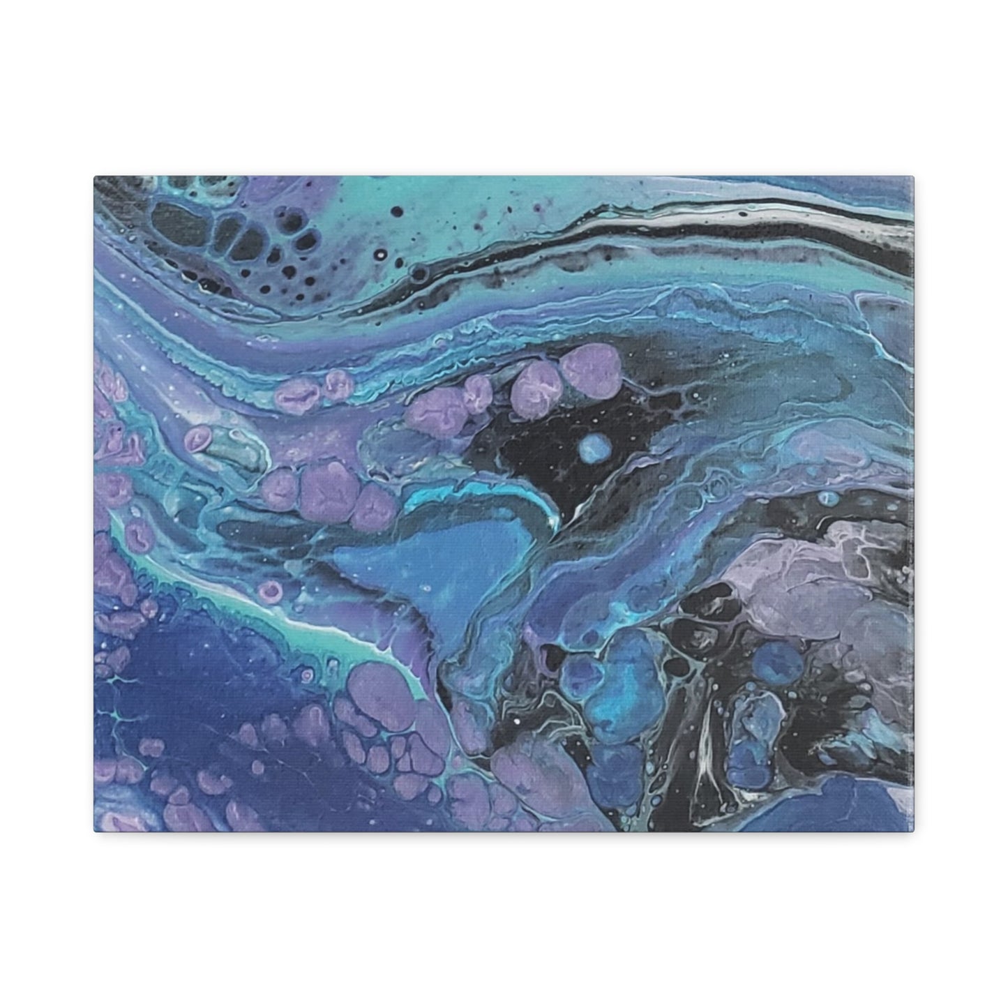 Abstract Ocean Wave Matte Canvas Print — Blue & Purple Fluid Art, Stretched 1.25"