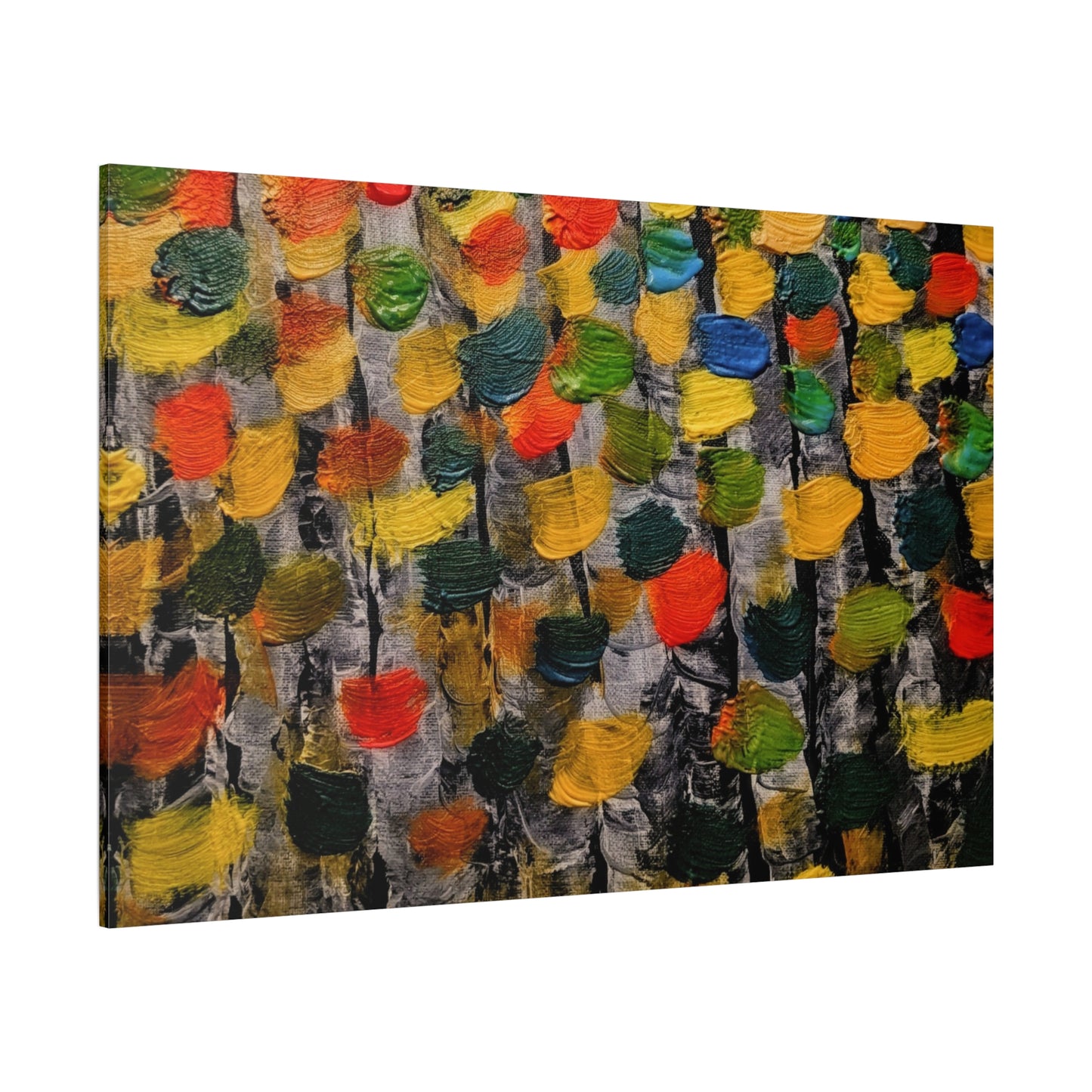 birch trees with color strokes - Abstract Color Bloom Matte Canvas Wall Art — Stretched 1.25"