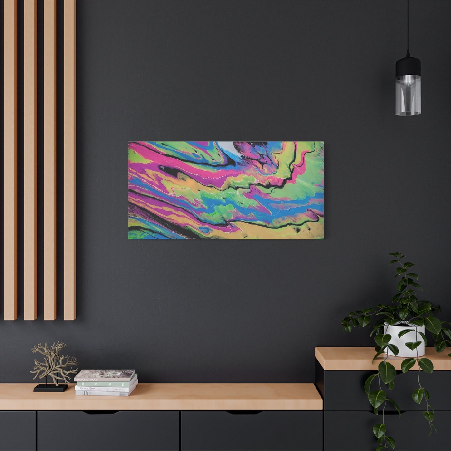 Abstract Neon Fluid Art Canvas Print — Vibrant Psychedelic Wall Decor