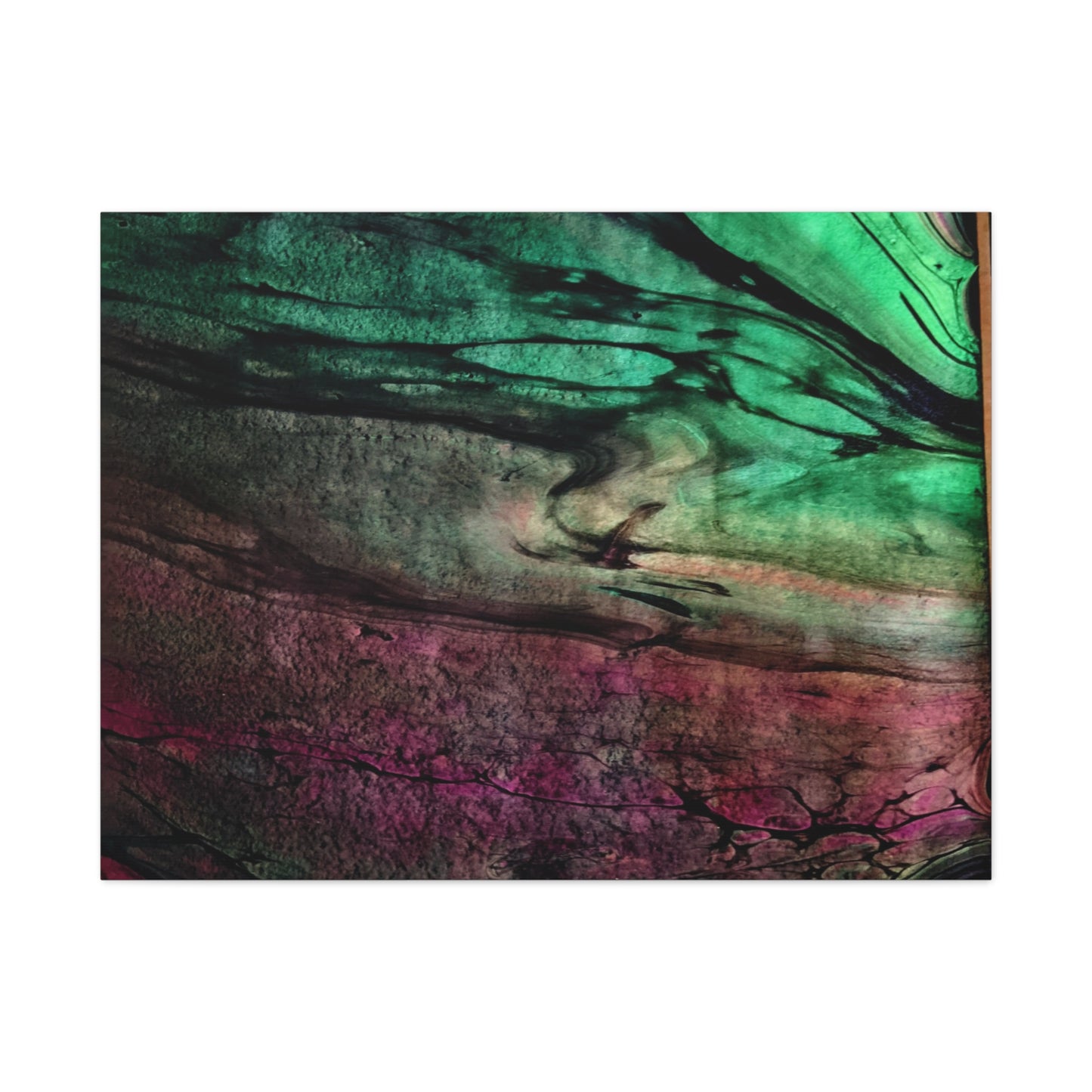flame tempered pour - Abstract Teal & Magenta Canvas Wall Art — Matte Stretched 1.25"
