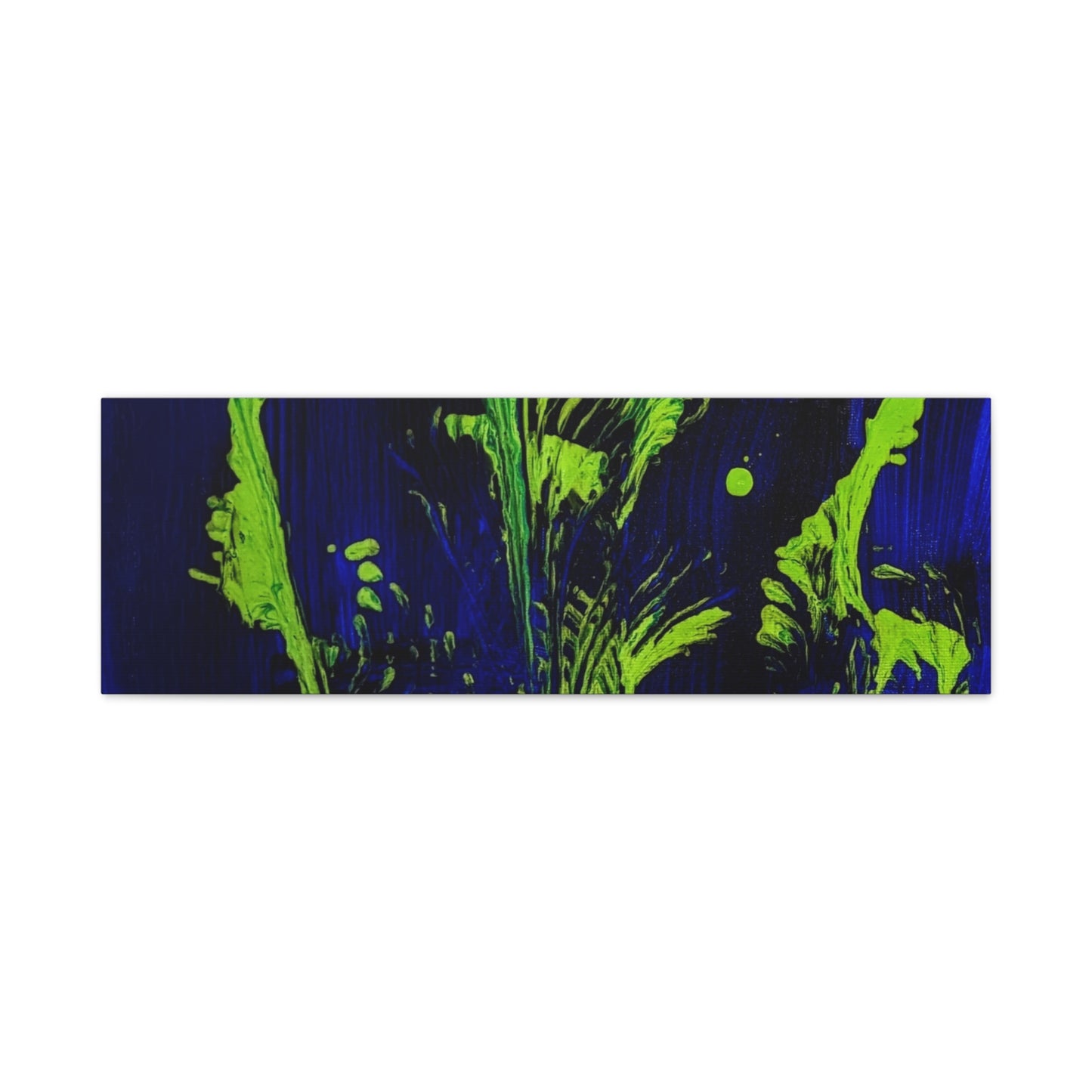 calla_lillies_pt.2 - Neon Floral Abstract Canvas Print — Blue & Lime Stretched Wall Art