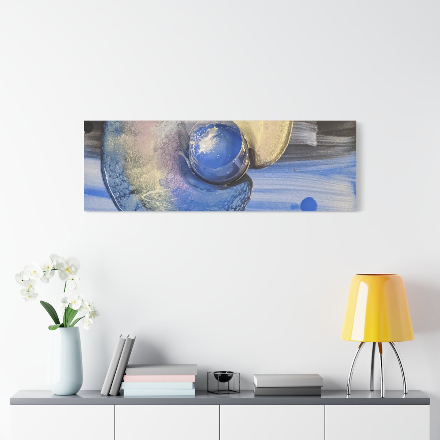 the nautilus - Abstract Blue Spiral Matte Canvas Art - Nautical Coastal Wall Decor