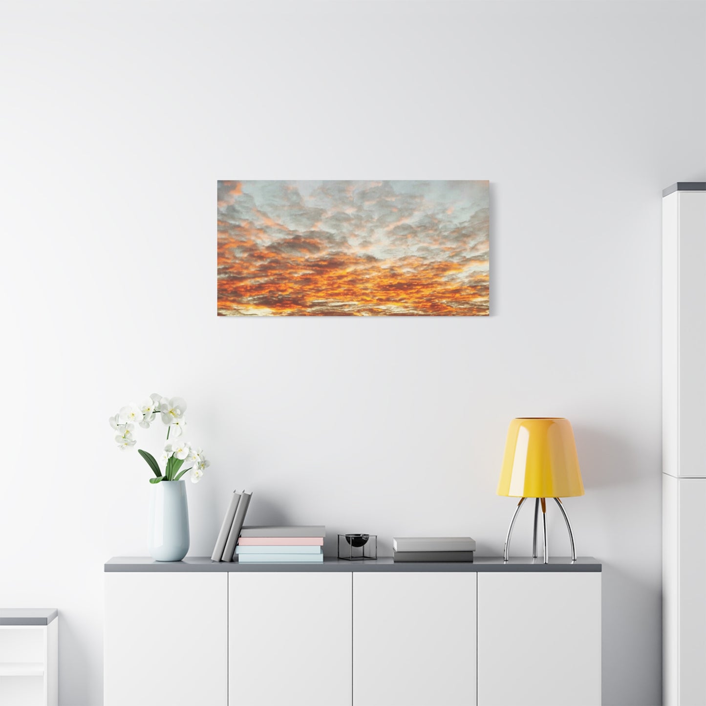 Sunset Sky Canvas Print — Orange Cloudscape Matte Stretched Wall Art