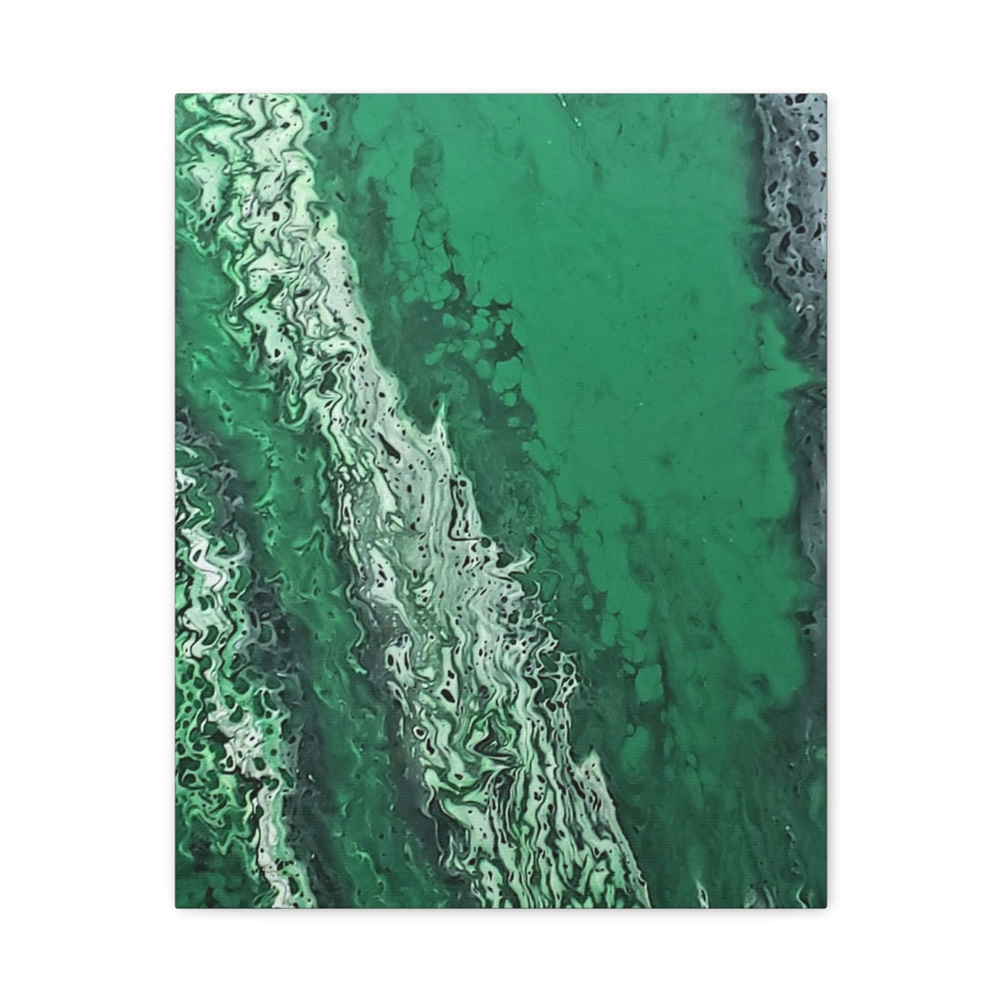 Emerald Wave Abstract Canvas Print — Matte Stretched Wall Art