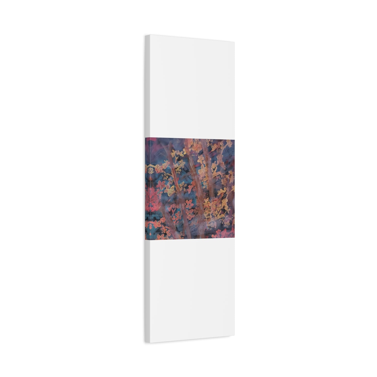 Abstract Floral Canvas Print — Moody Pink & Blue Stretched Wall Art