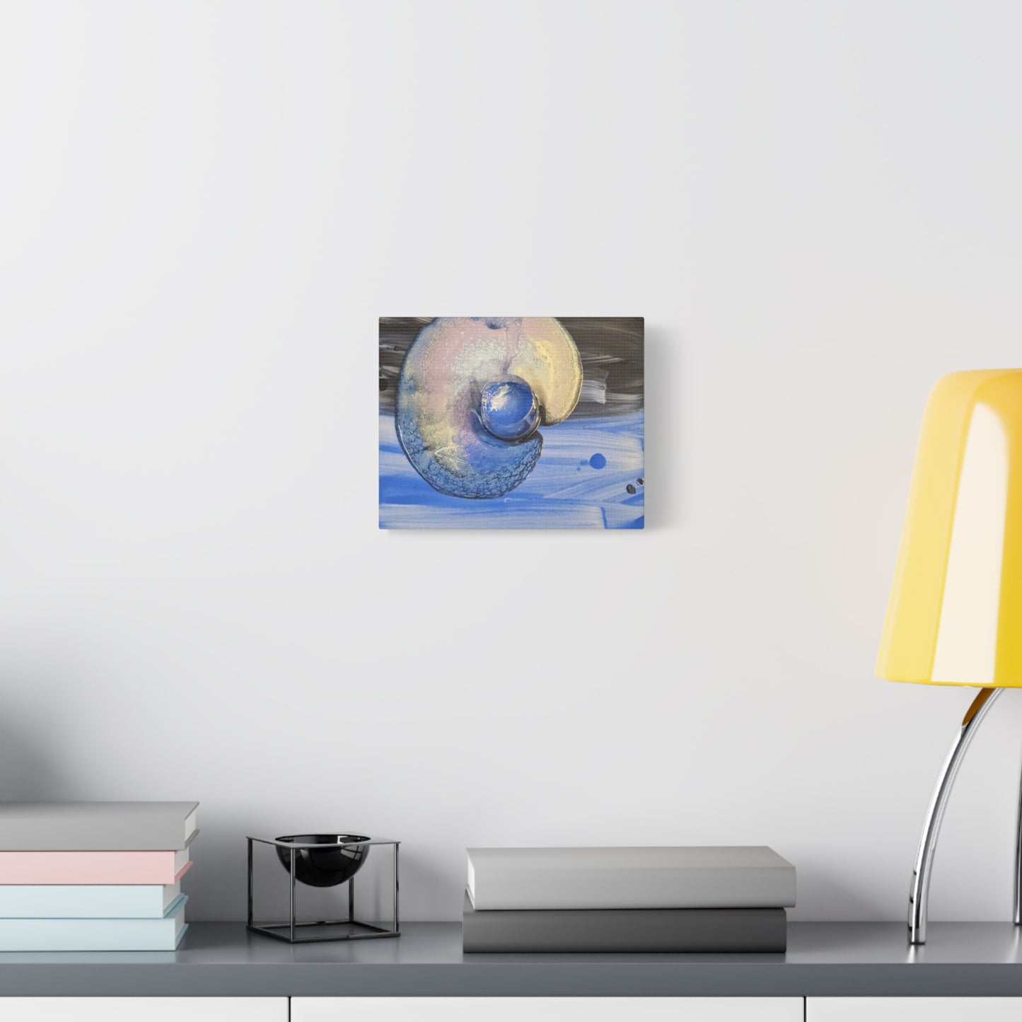 the nautilus - Abstract Blue Spiral Matte Canvas Art - Nautical Coastal Wall Decor