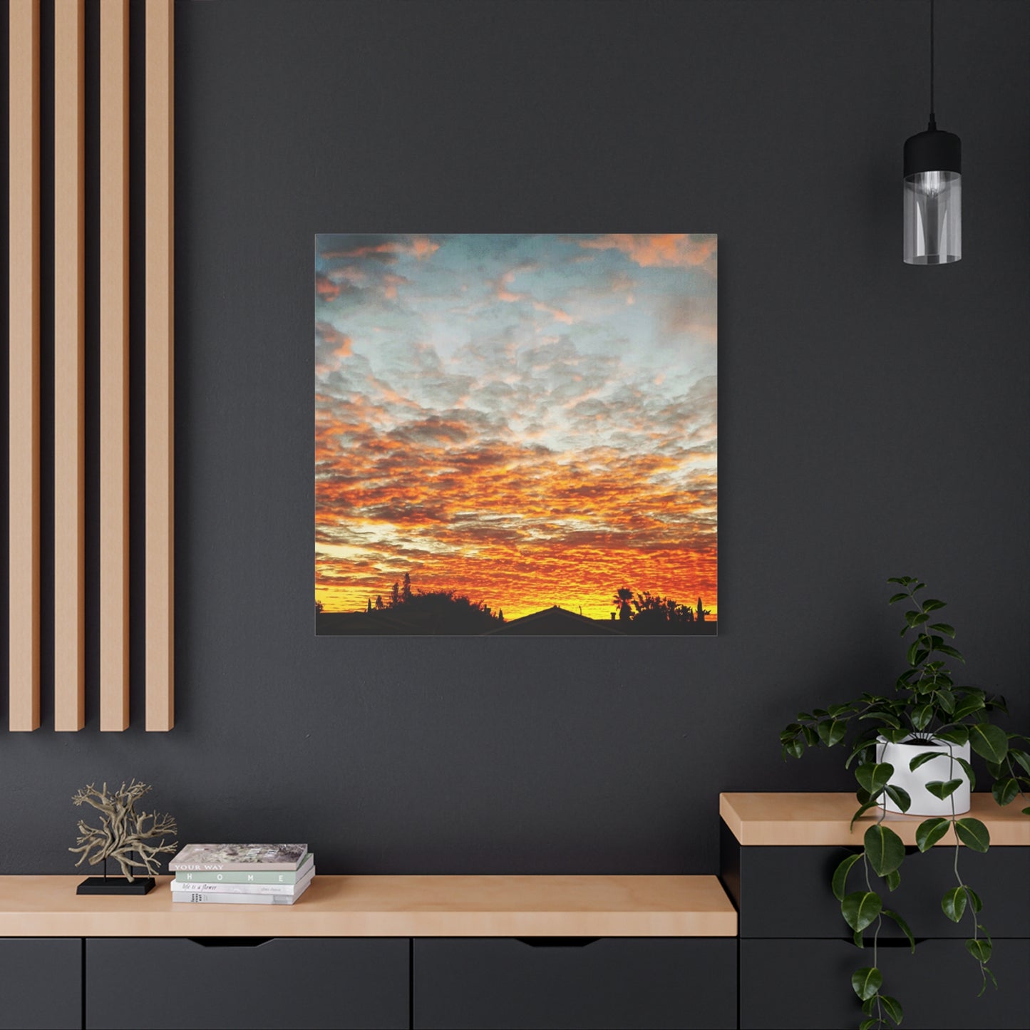 Sunset Sky Canvas Print — Orange Cloudscape Matte Stretched Wall Art