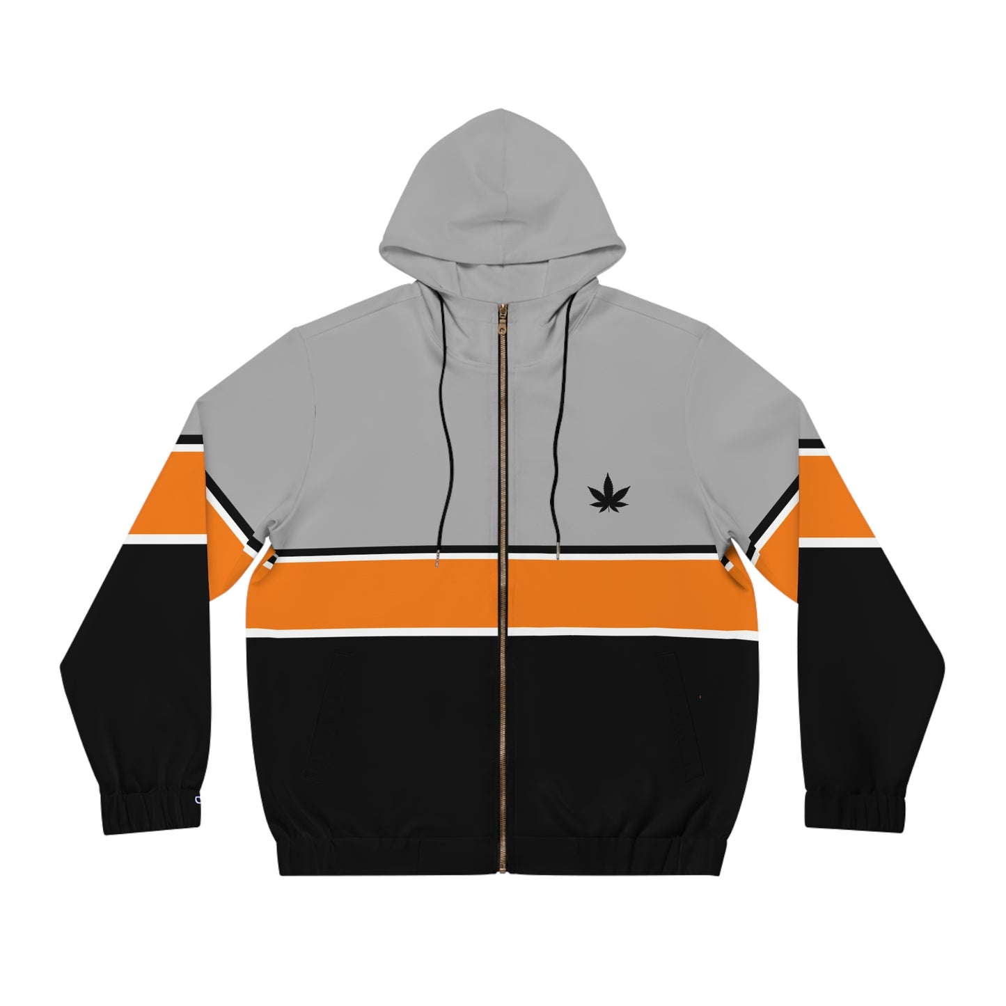 Cannabis Leaf Striped Full‑Zip Hoodie — Men’s Streetwear Jacket