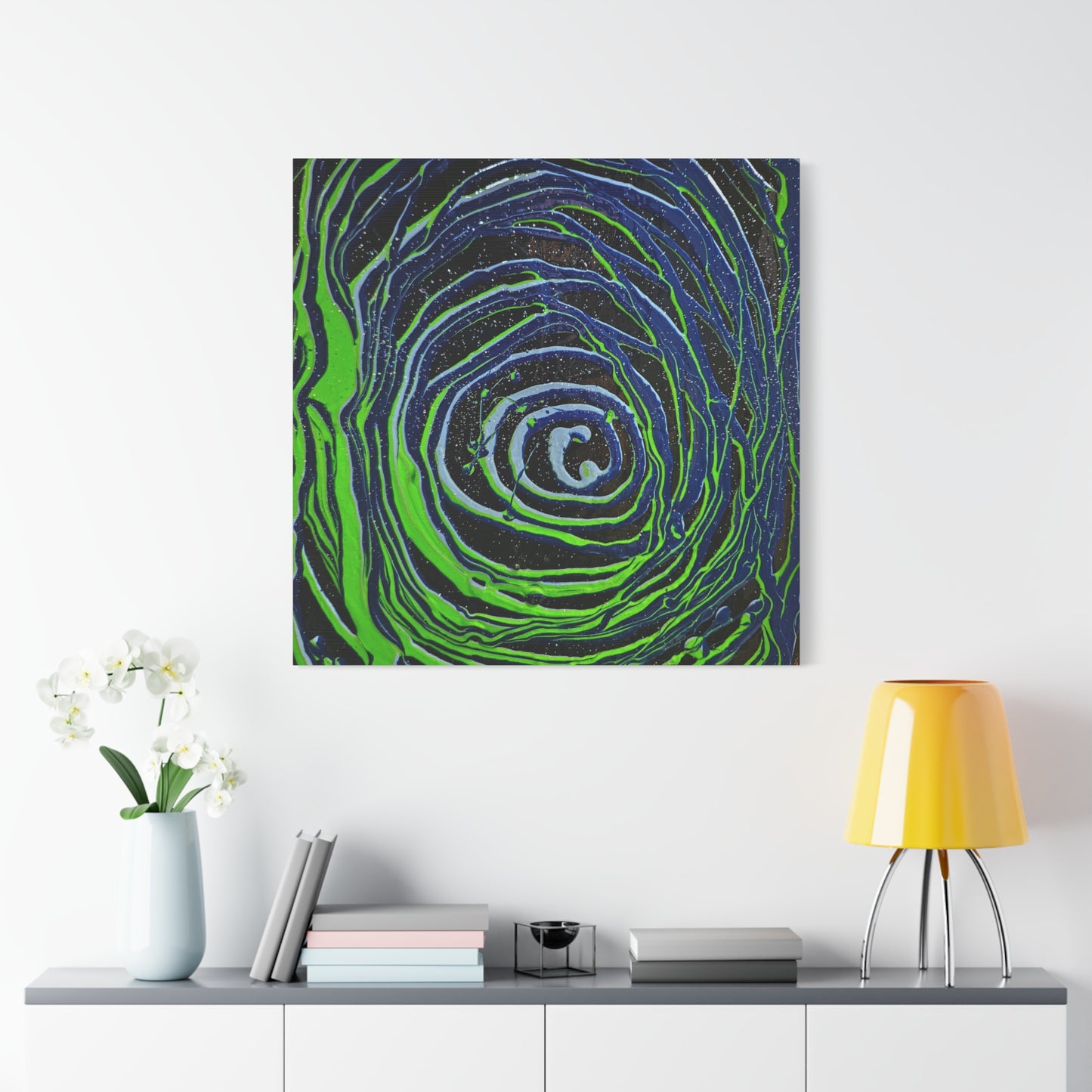 Abstract Green Swirl Matte Canvas Art — Stretched 1.25" Wall Décor