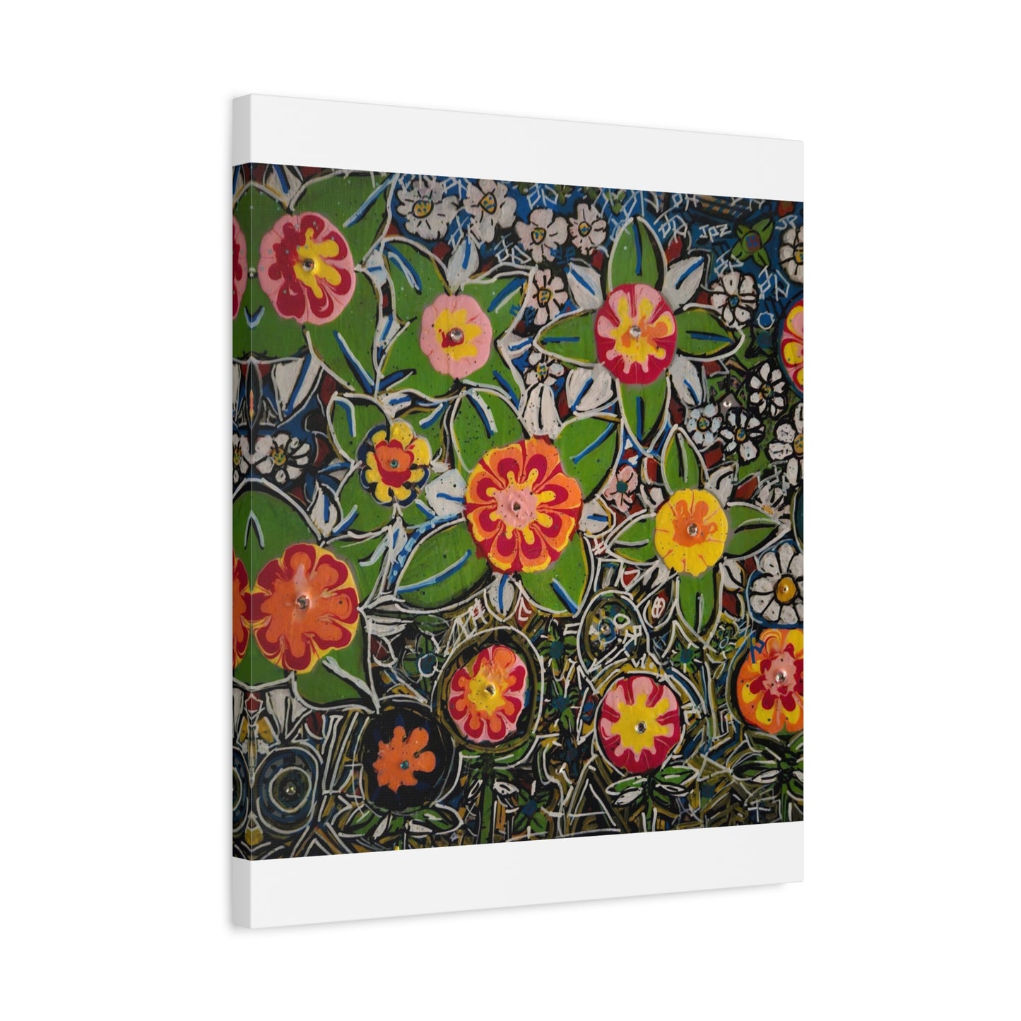 Urban_gardening-04 - Floral Pop Matte Stretched Canvas – Colorful Hand-Painted Garden Wall Art
