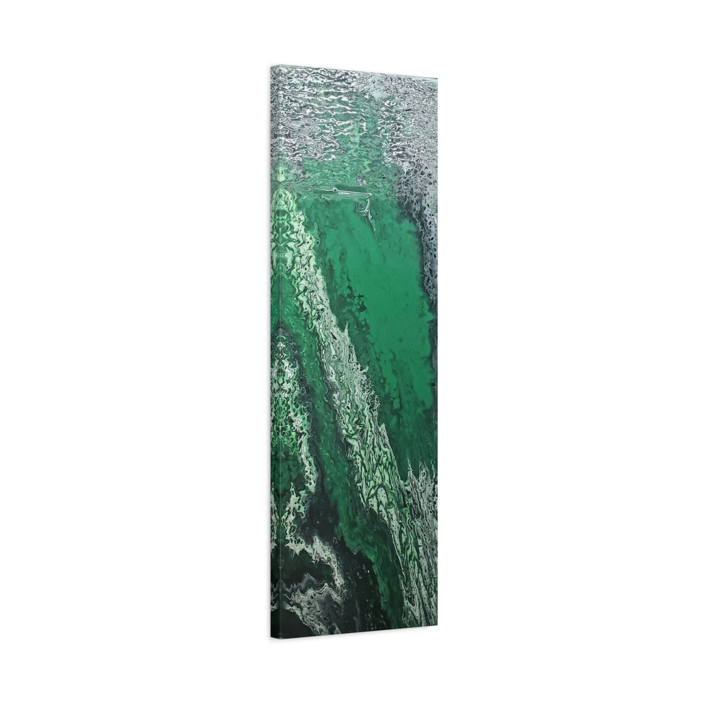 Emerald Wave Abstract Canvas Print — Matte Stretched Wall Art