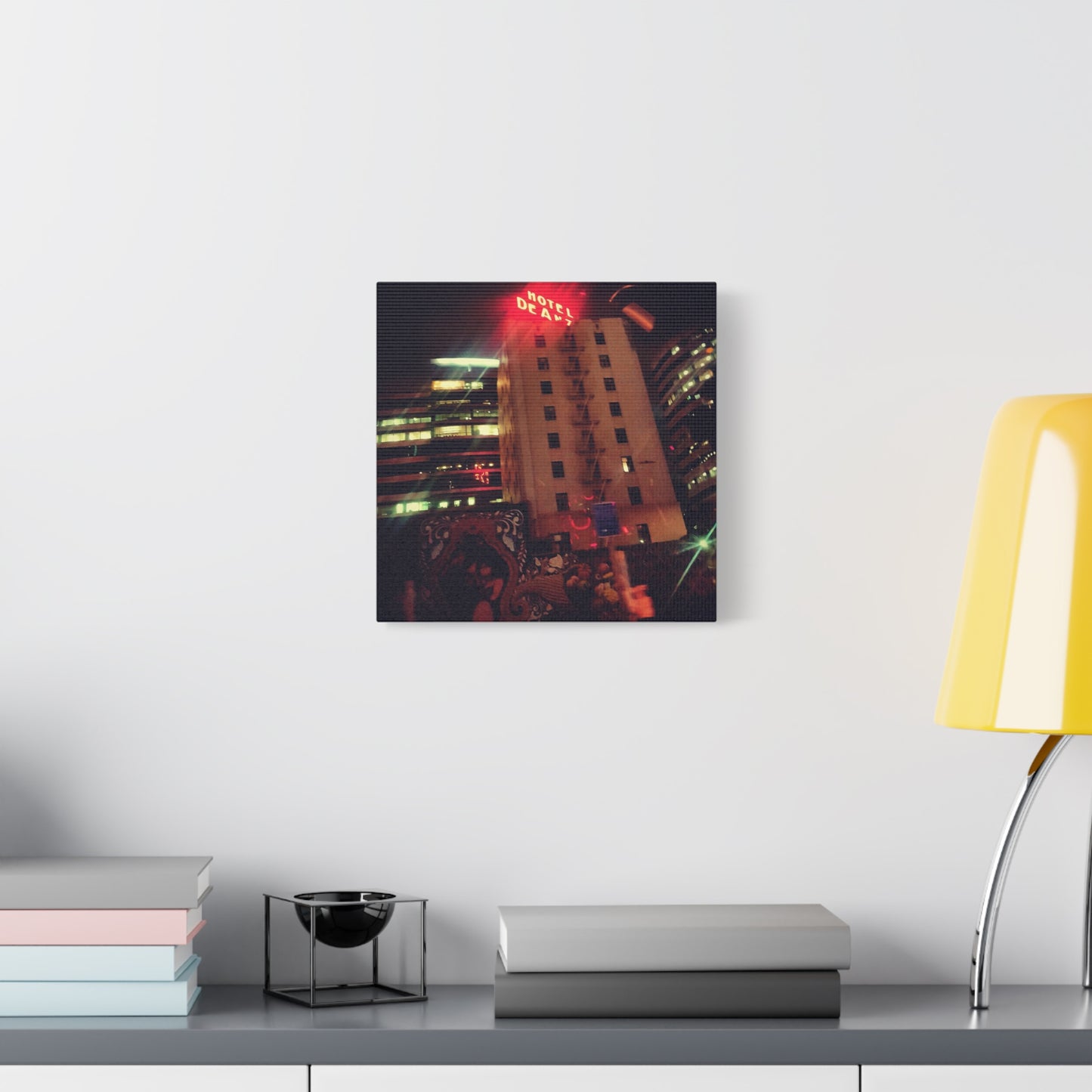 Hotel DeAnza - City Nightscape Canvas Print — Urban Street Art Building Matte Stretched 1.25"