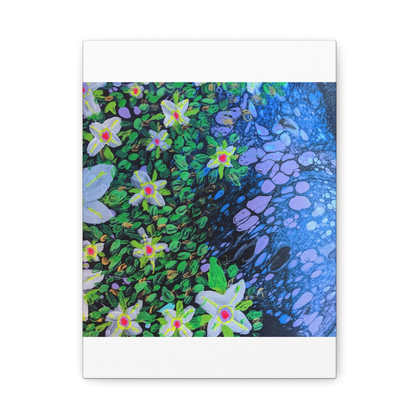 Floetrol&Flowers -  Reef Matte Canvas Wall Art — Blue & Green Abstract Flower Painting
