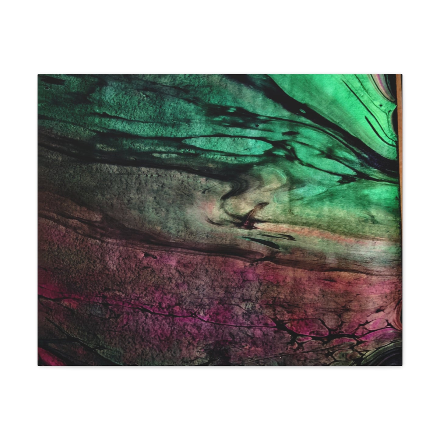 flame tempered pour - Abstract Teal & Magenta Canvas Wall Art — Matte Stretched 1.25"