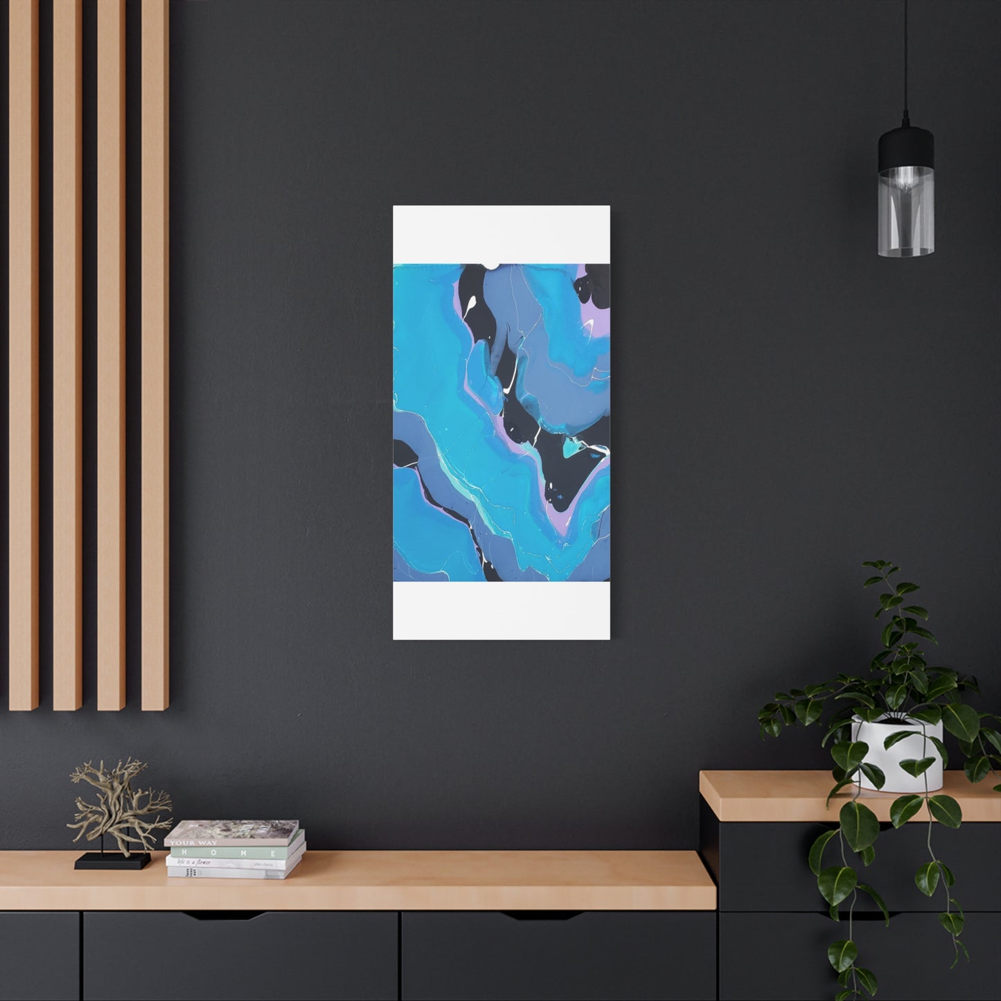 Abstract Blue Fluid Art Canvas Print — Matte Stretched Wall Art 1.25"