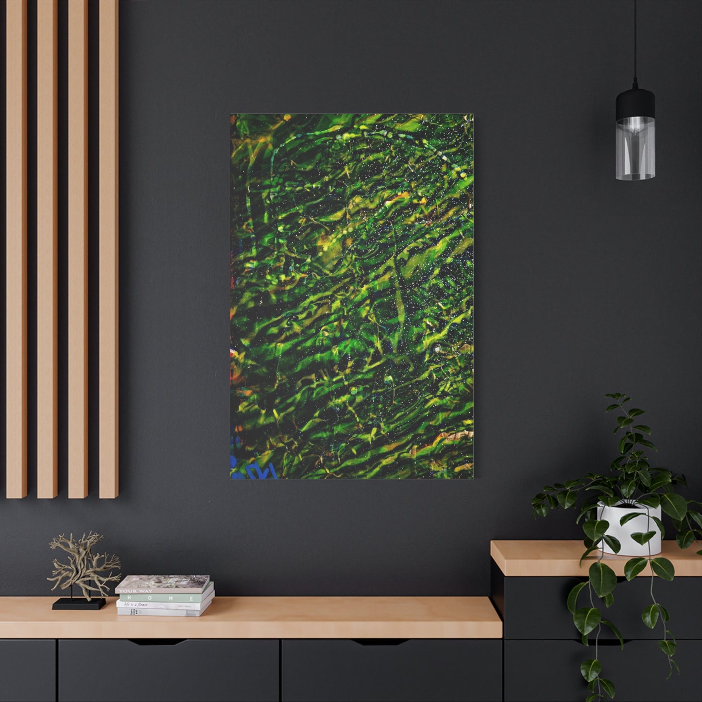 Confessions - Abstract Green Texture Canvas - Matte Stretched Wall Art