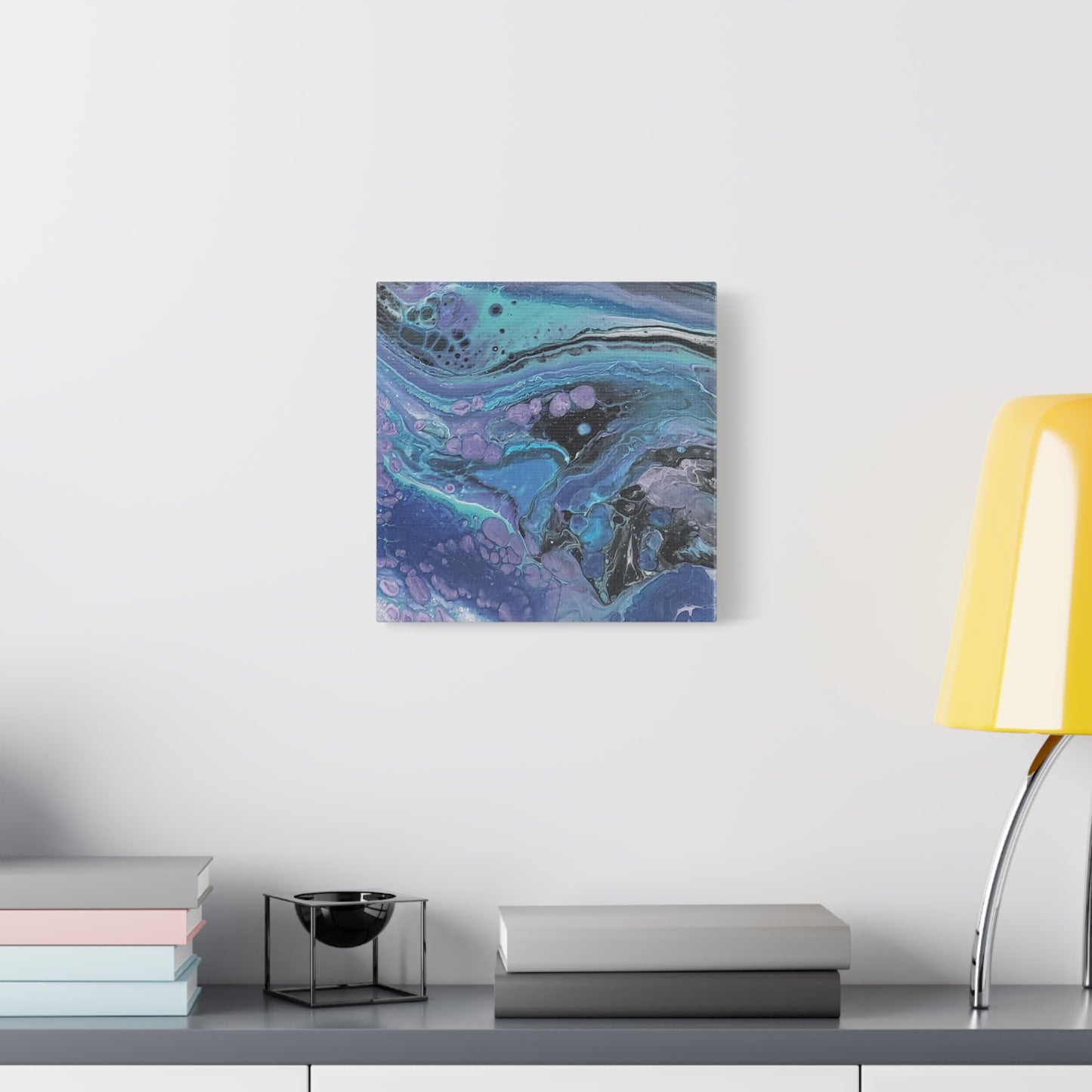 Abstract Ocean Wave Matte Canvas Print — Blue & Purple Fluid Art, Stretched 1.25"