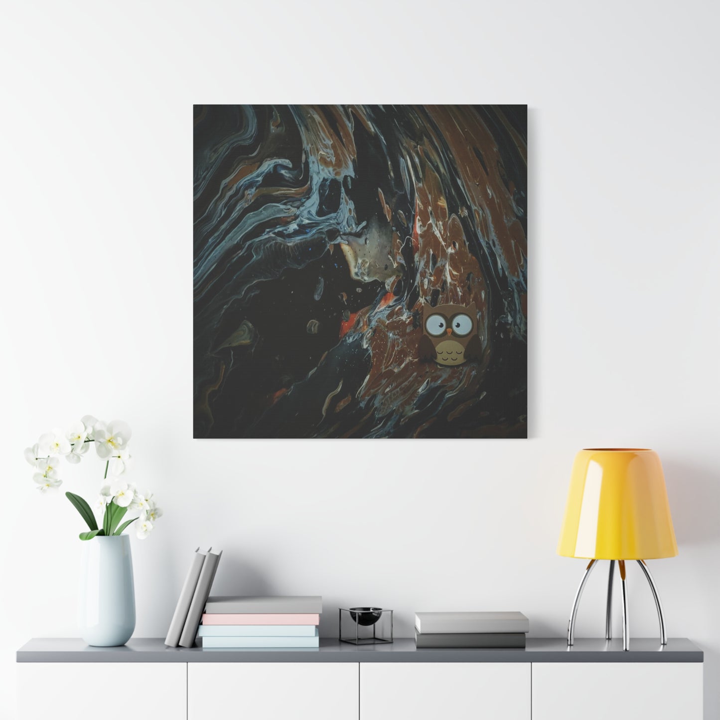 Abstract Swirl Owl Matte Canvas Print