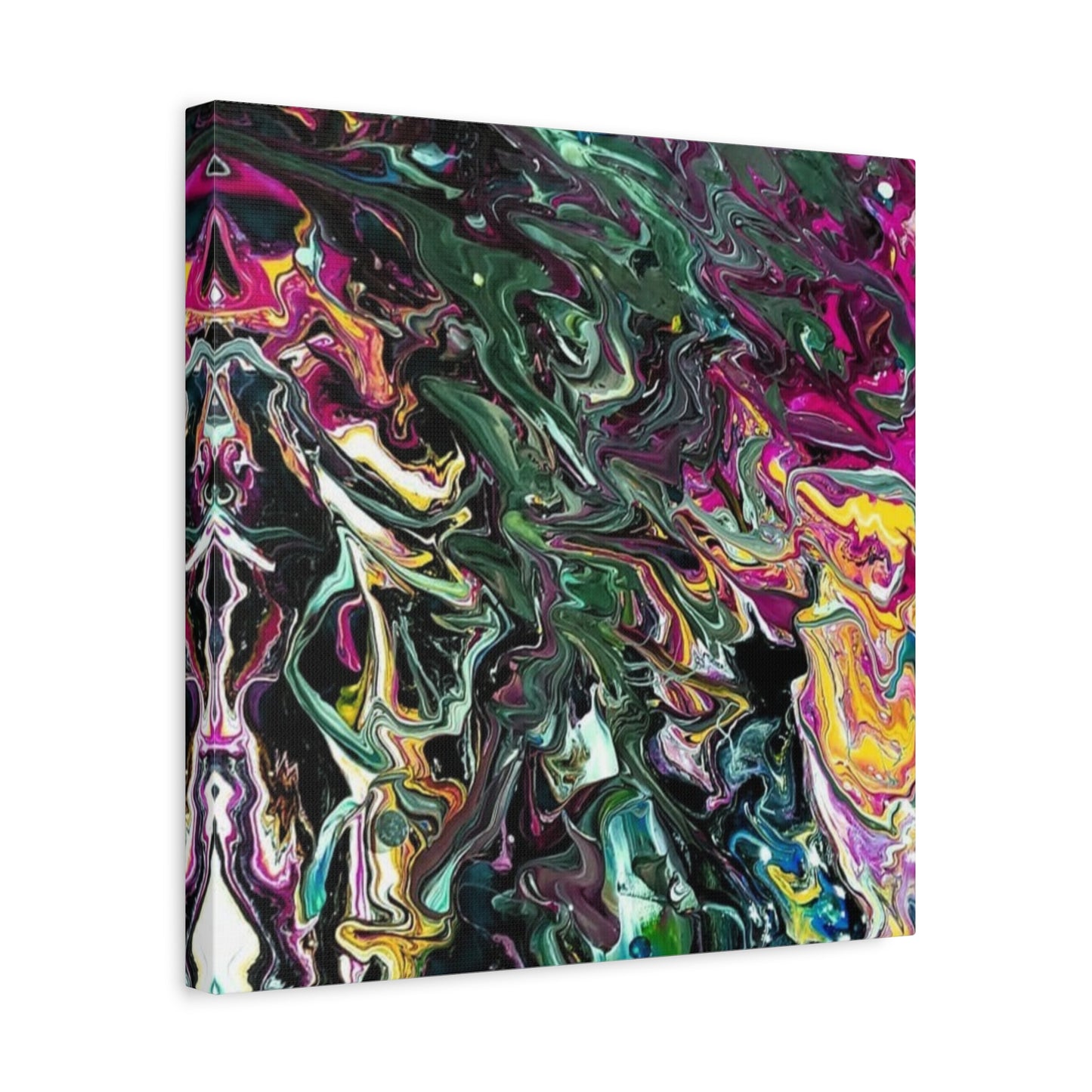 chaos in the garden - Abstract Fluid Art Matte Canvas Print - Colorful Swirl Wall Art