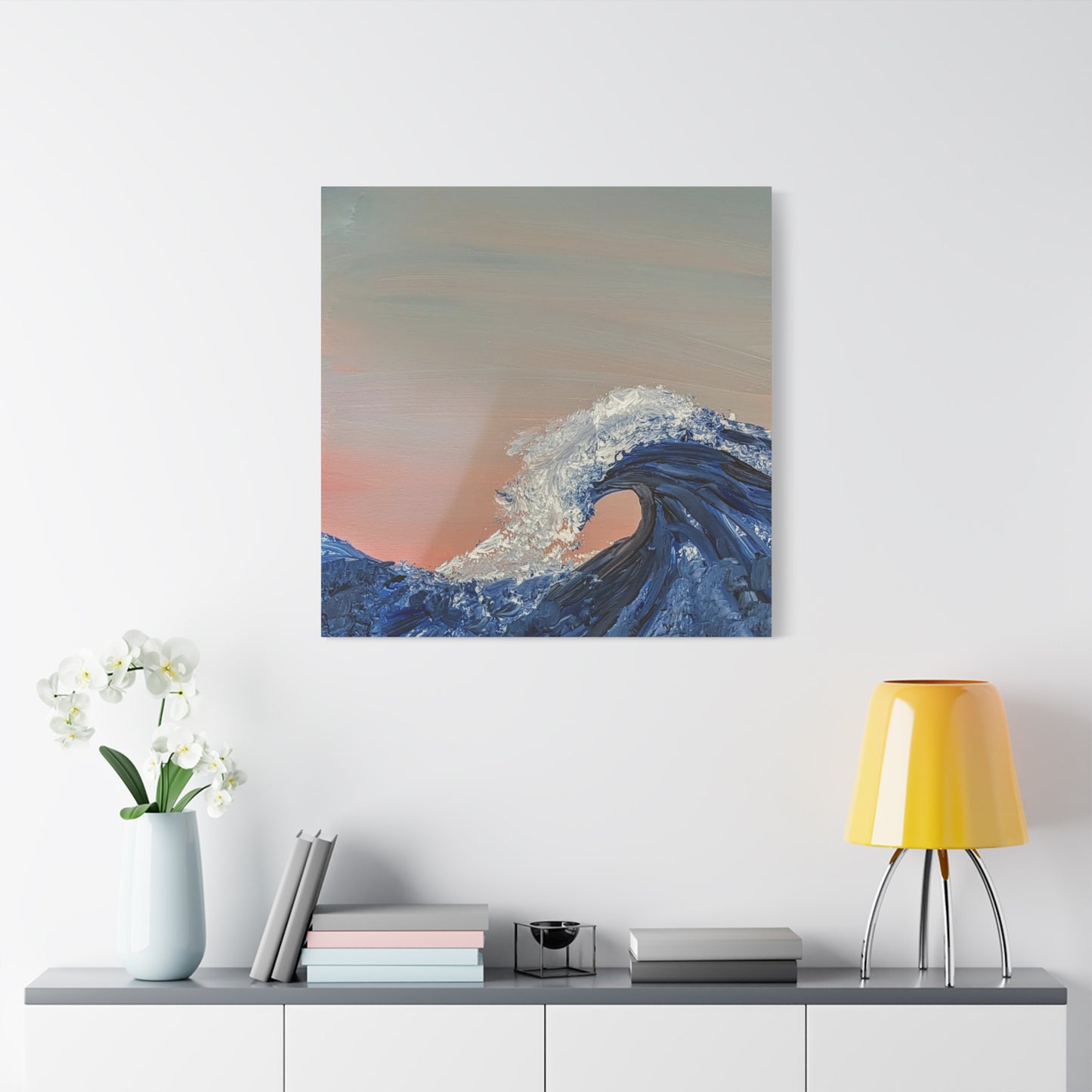 California_Coast - Ocean Wave Canvas Art — Blue Wave Seascape Matte Stretched Canvas