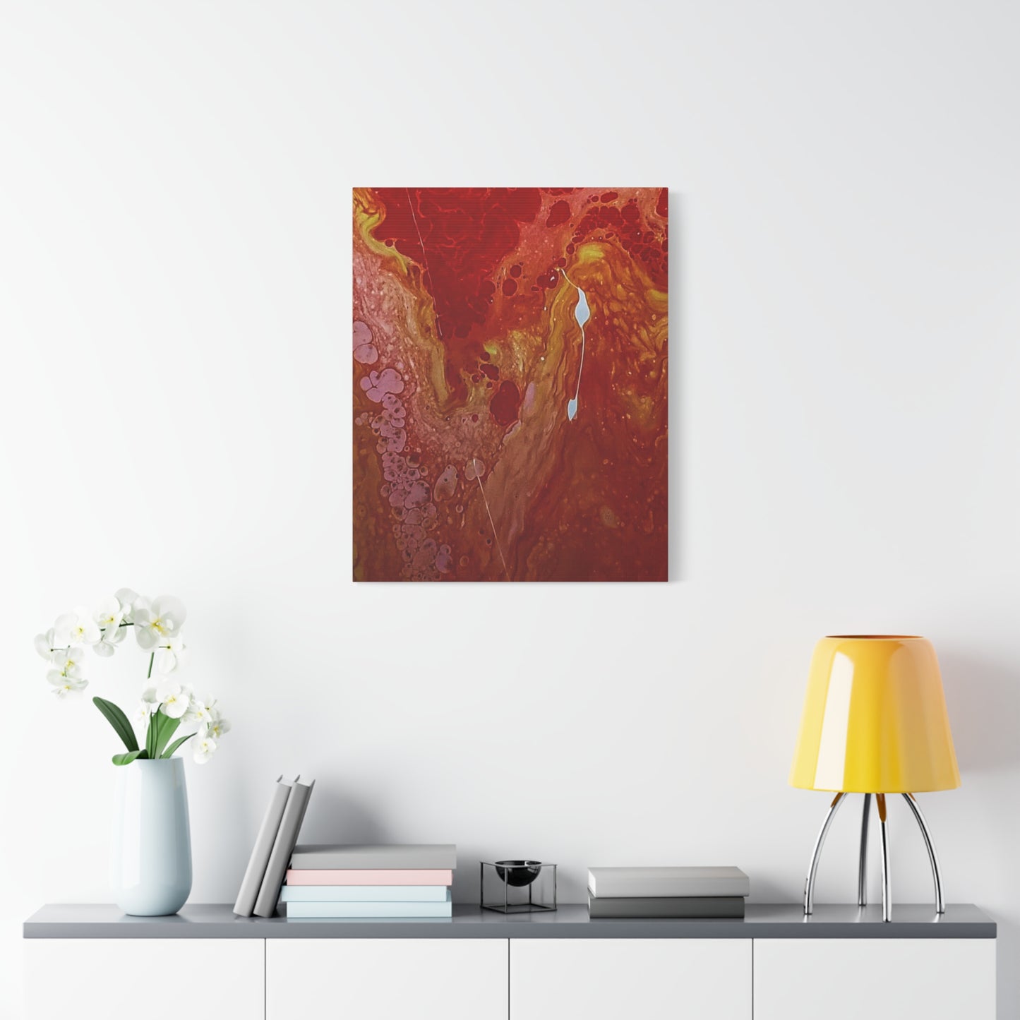 Abstract Red Fluid Art Canvas Print — Matte Stretched Wall Art