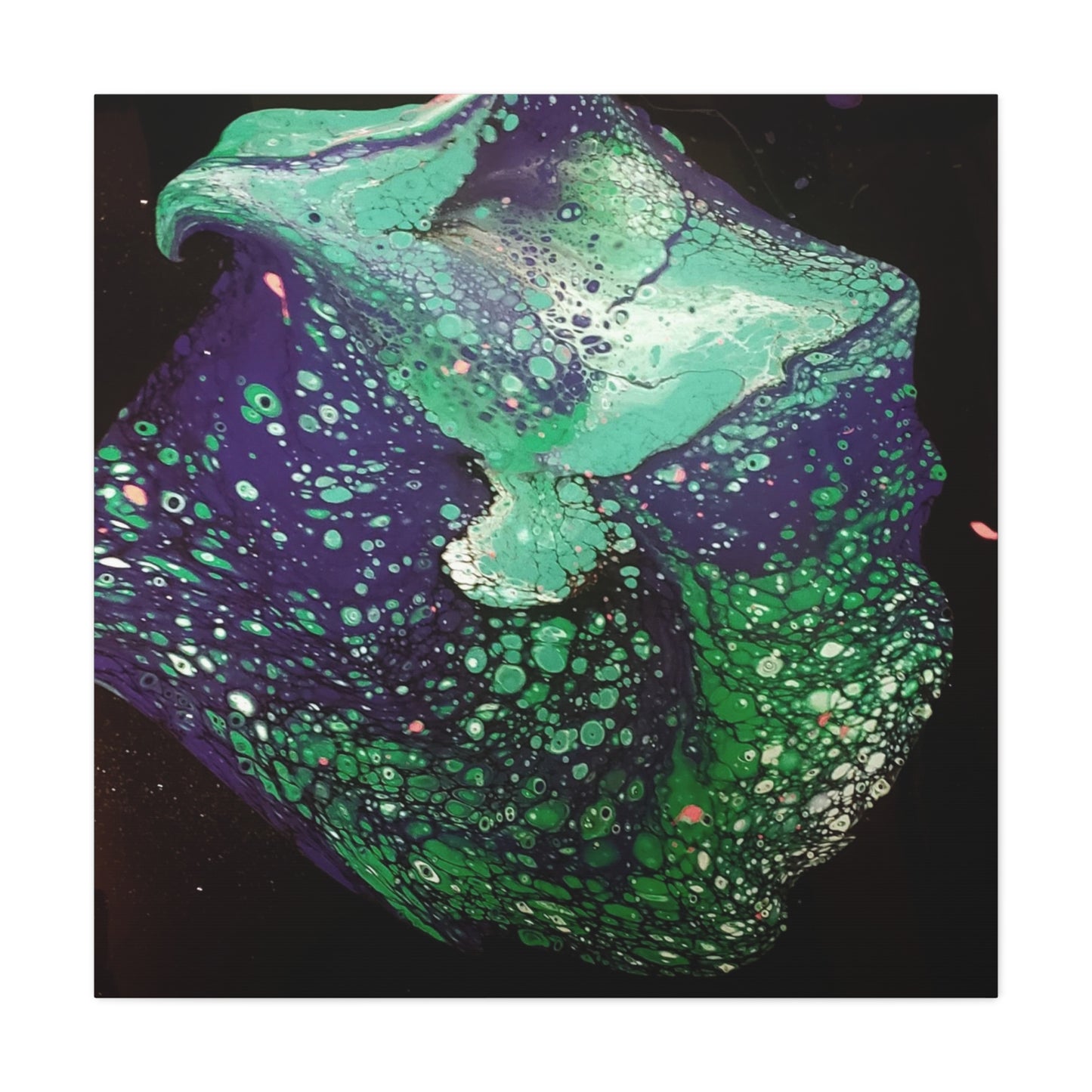 Abstract Green & Teal Fluid Art Canvas Print - Matte Stretched Wall Art