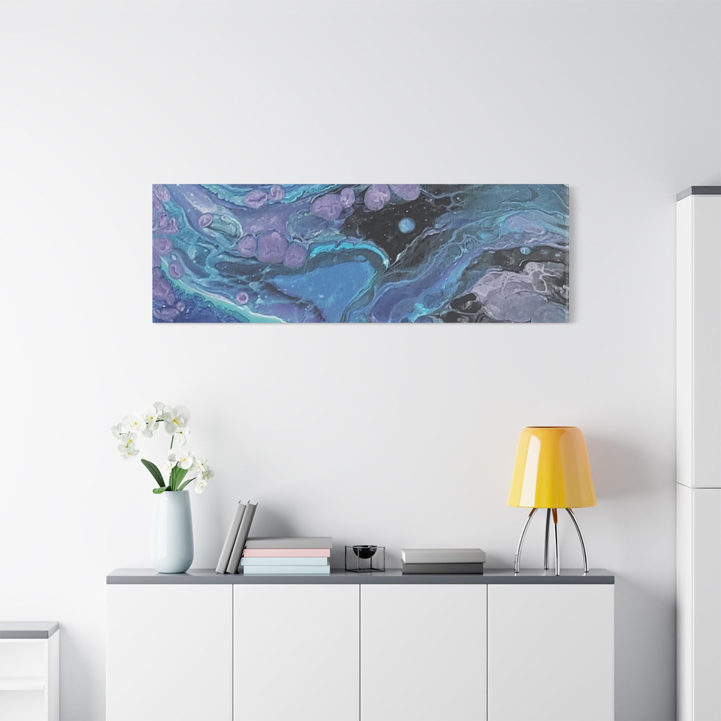 Abstract Ocean Wave Matte Canvas Print — Blue & Purple Fluid Art, Stretched 1.25"
