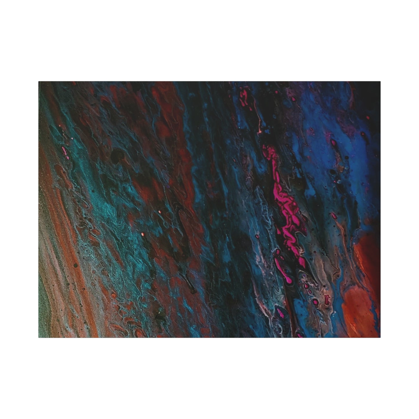 Abstract Fluid Art Canvas Wall Art - Jupiter pour — Vibrant Ocean Night Matte Stretched Canvas