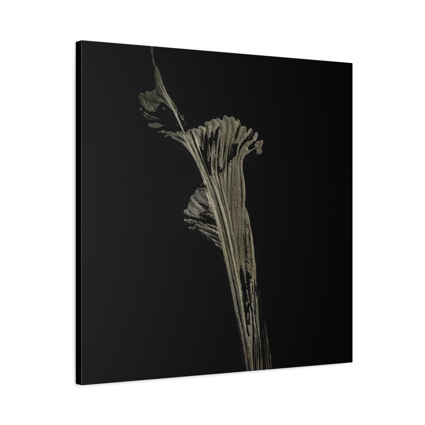 Calla Lilly - Minimalist Botanical Canvas Print — Monochrome Flower Art on Black Matte