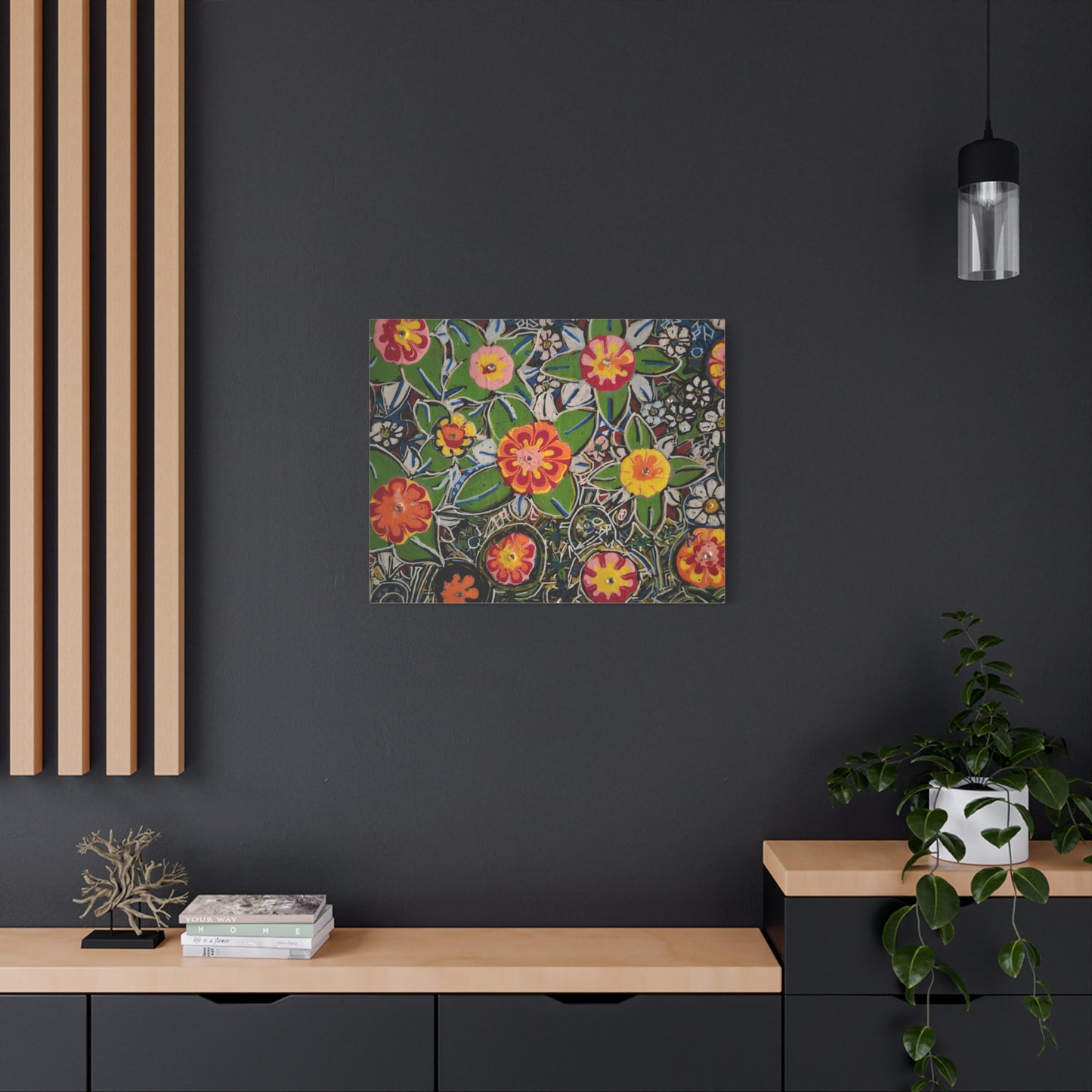 Urban_gardening-04 - Floral Pop Matte Stretched Canvas – Colorful Hand-Painted Garden Wall Art
