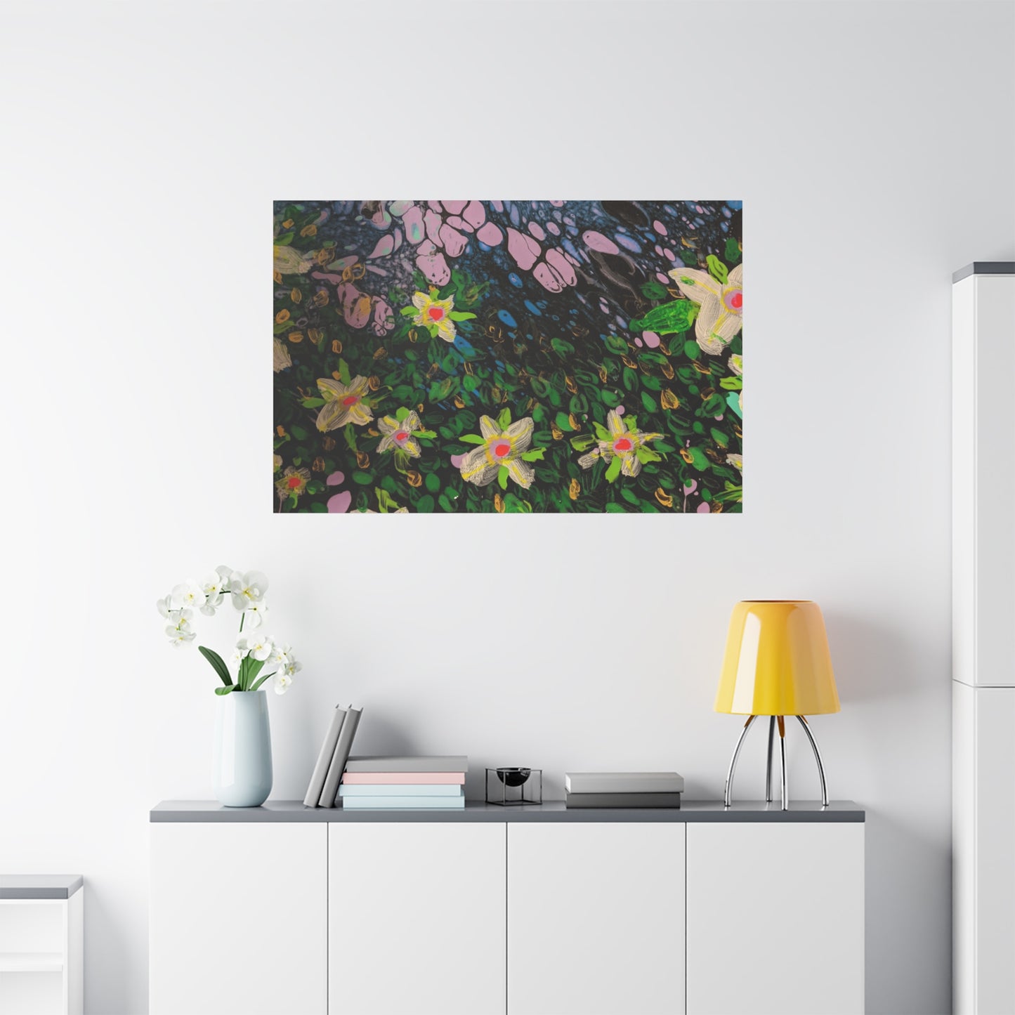 Floetrol&Flowers - Night Pour Garden Matte Canvas Print — Stretched Wall Art