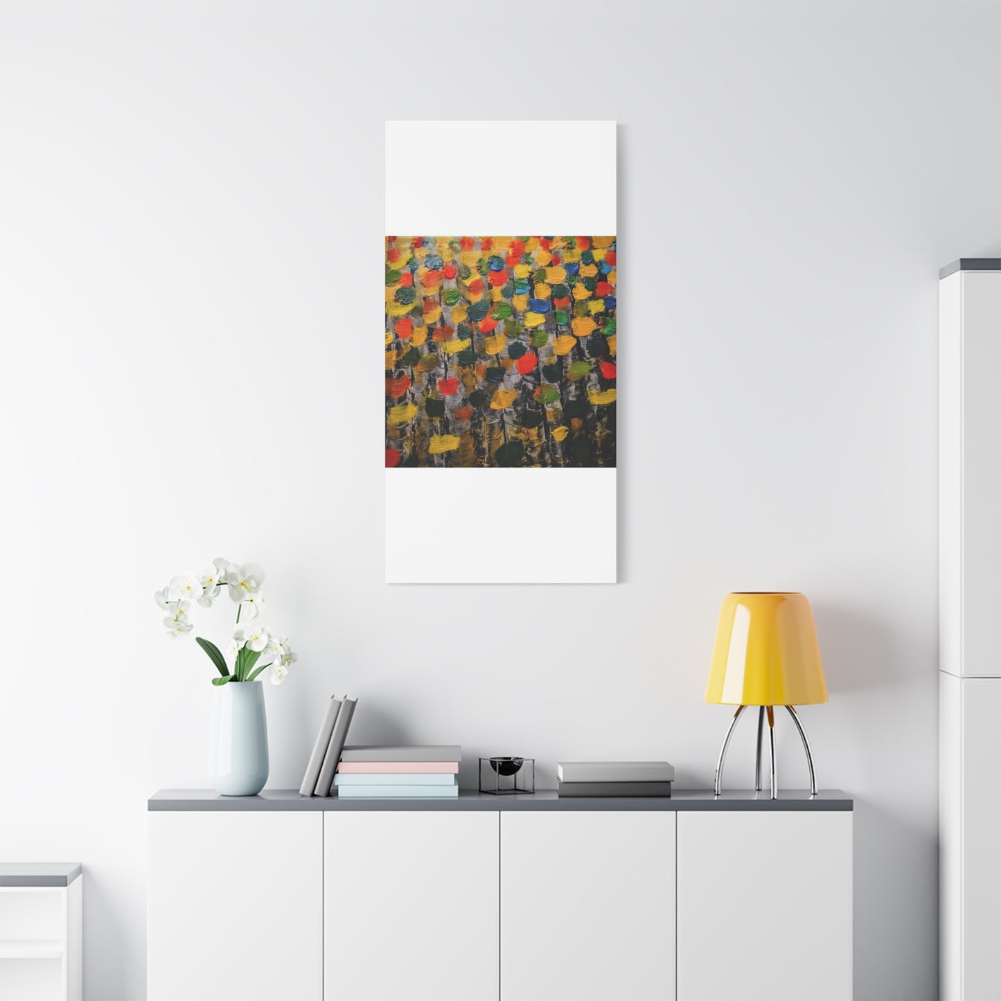 birch trees with color strokes - Abstract Color Bloom Matte Canvas Wall Art — Stretched 1.25"