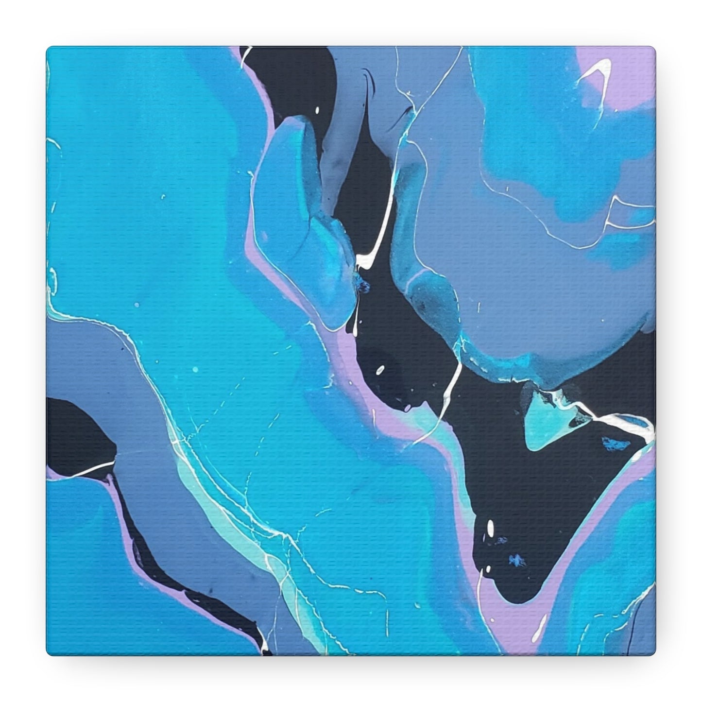 Abstract Blue Fluid Art Canvas Print — Matte Stretched Wall Art 1.25"
