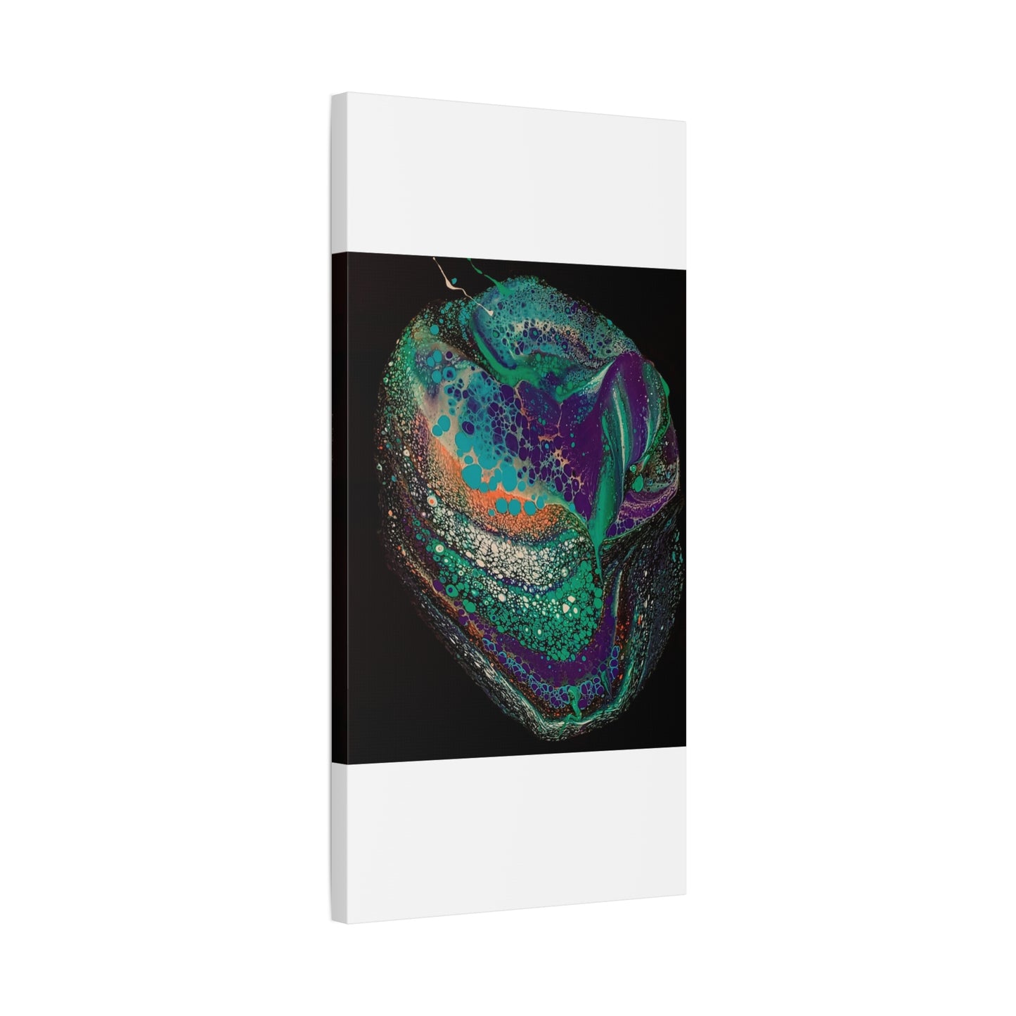 Abstract Fluid Art Canvas Print — Teal, Purple & Gold Swirl Matte Stretched Wall Art