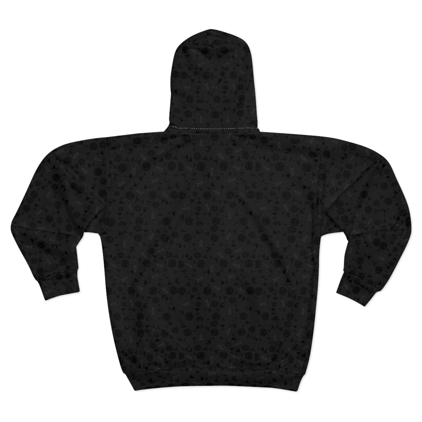 Black Starry Zip Hoodie – All-Over Print Cosmic Pattern Zip-Up Hoodie