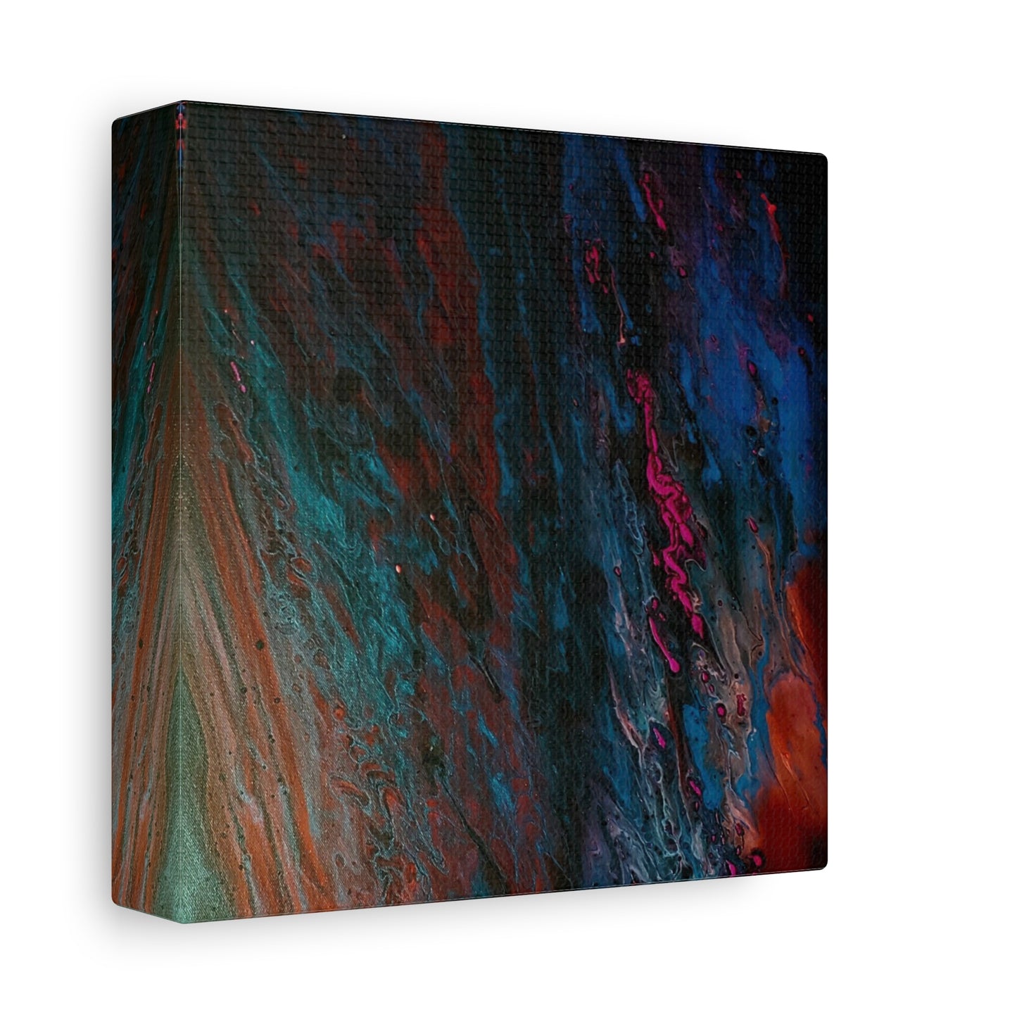 Abstract Fluid Art Canvas Wall Art - Jupiter pour — Vibrant Ocean Night Matte Stretched Canvas